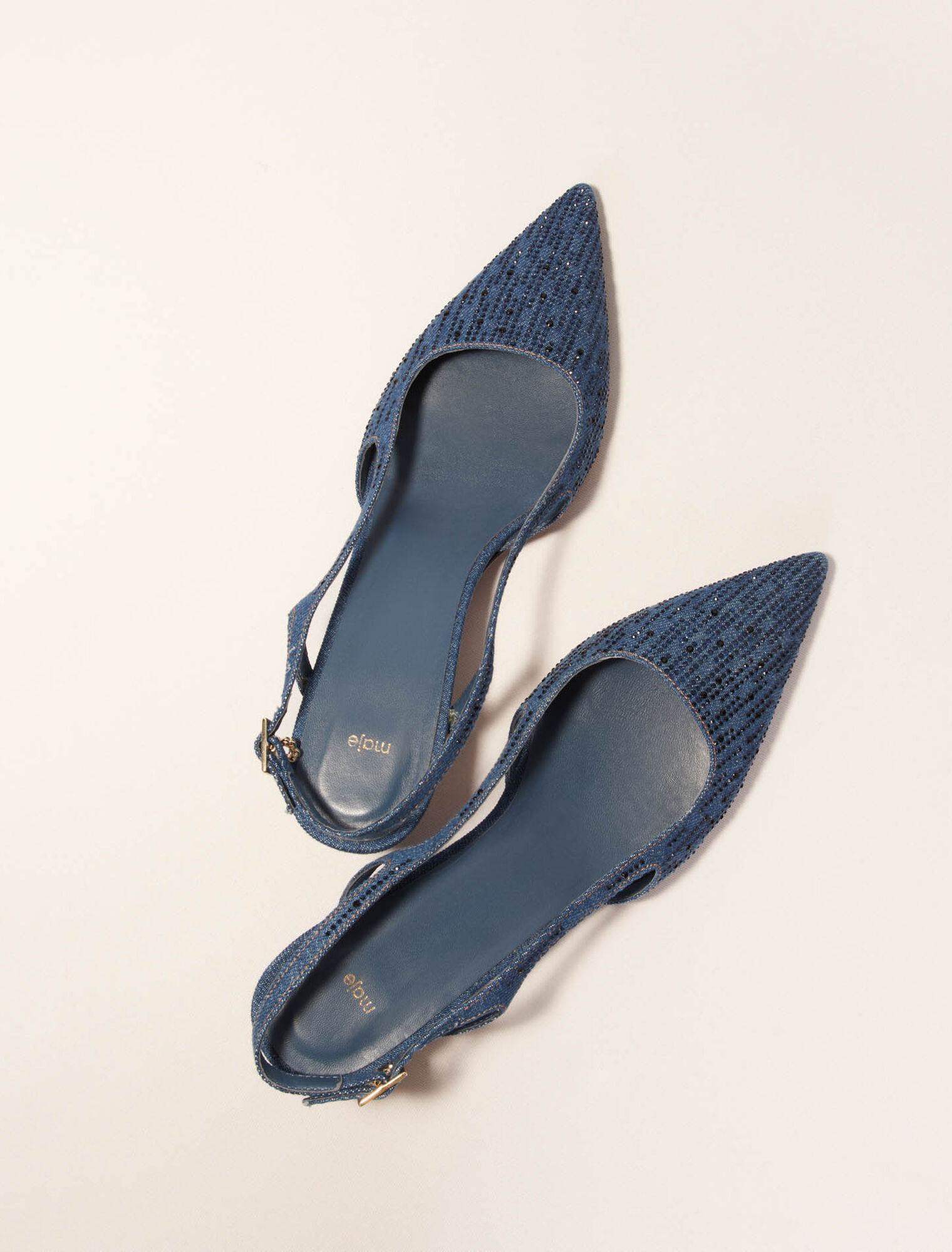 Slingback pump in rhinestone denim