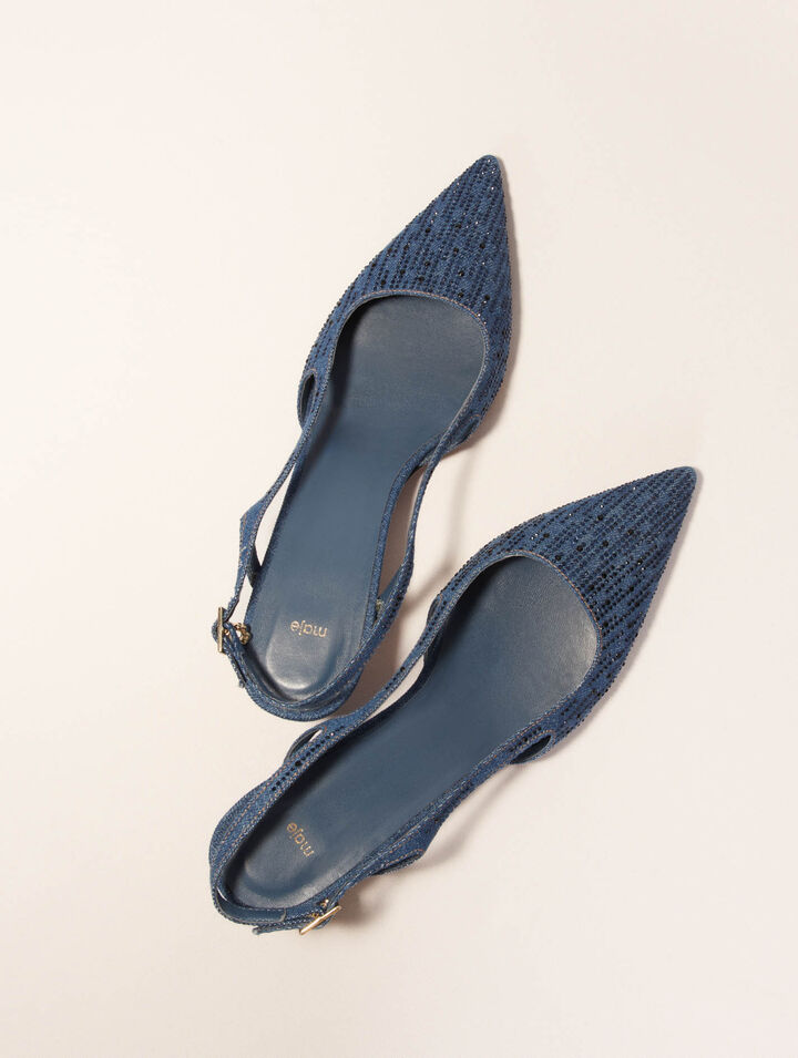 Slingback pump in rhinestone denim