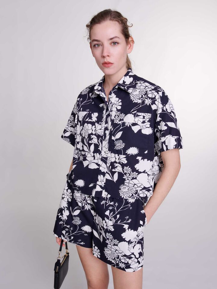 Patterned cropped shirt