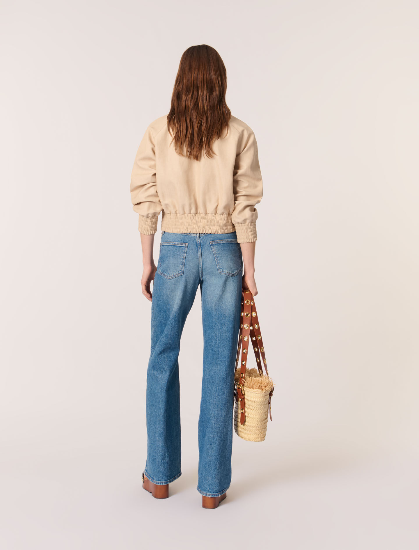 Linen and cotton bomber jacket Natural For Women | Maje
