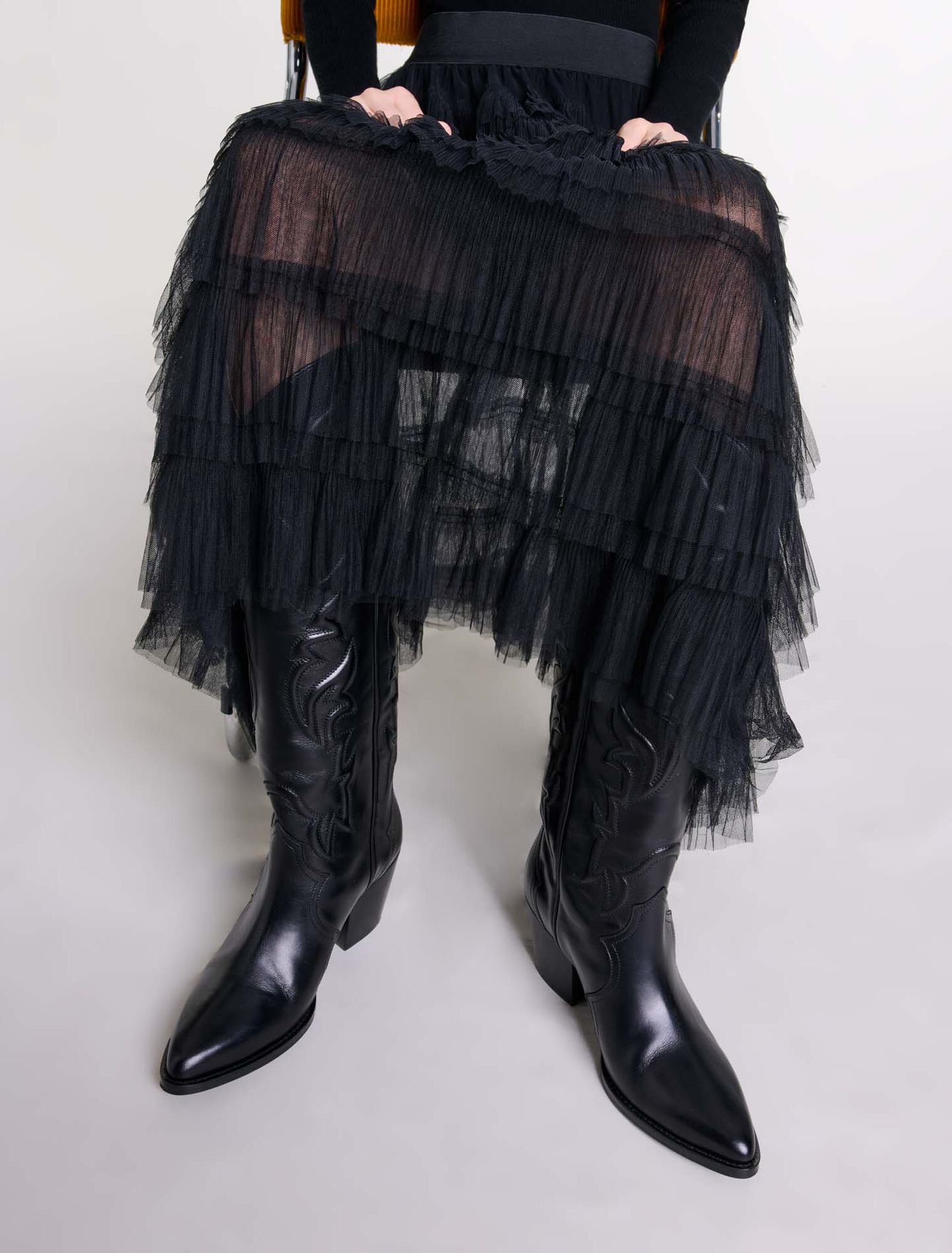 Tulle midi skirt