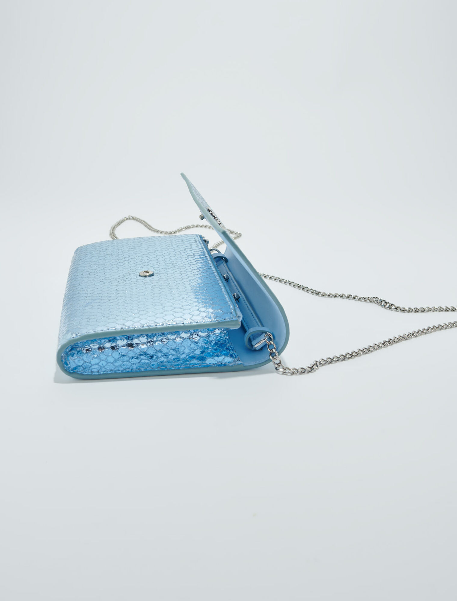 Mock croc leather clutch bag