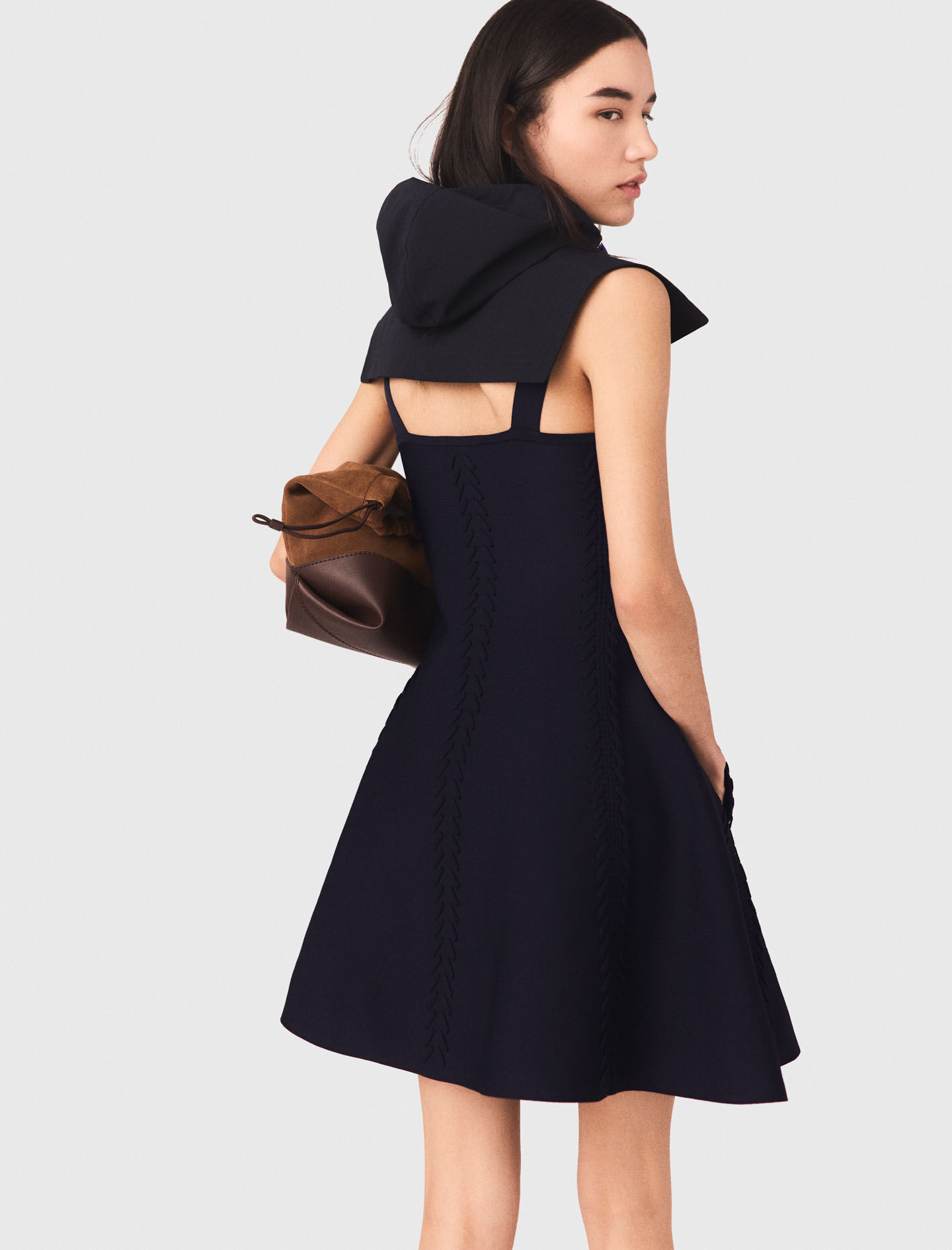 Mini knitted babydoll dress Blue For Women | Maje