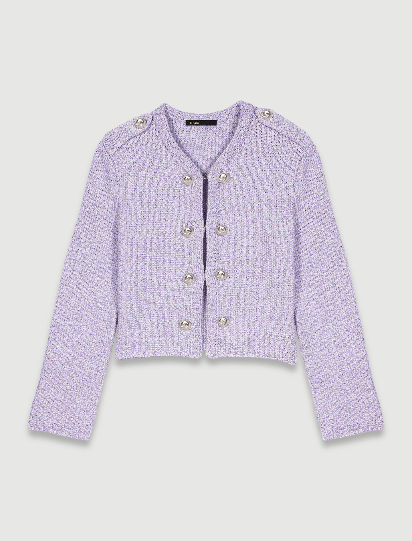 Cropped glitter knit cardigan