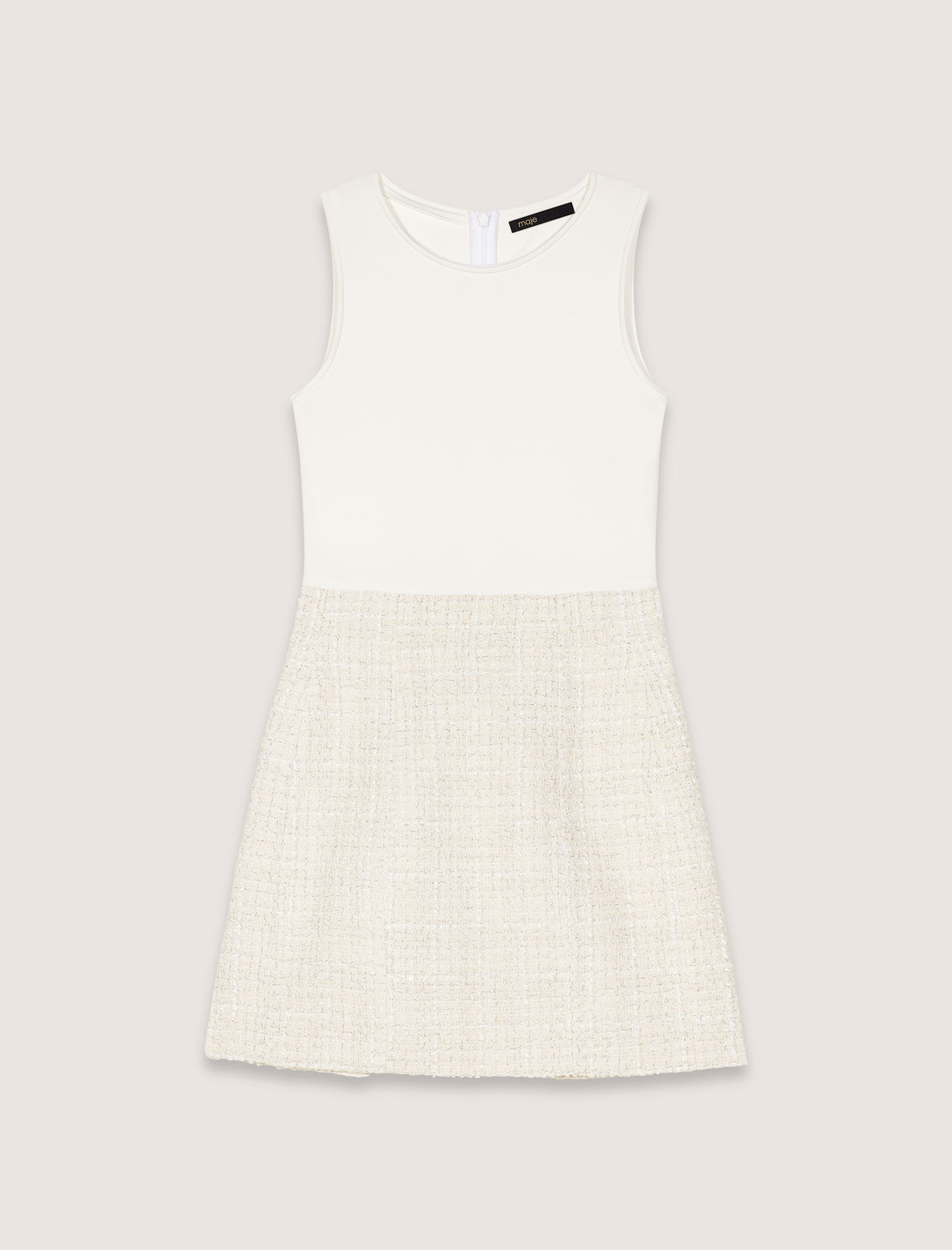 Tweed 2-in-1 mini dress White For Women | Maje Tweed 2-in-1 mini dress White For Women | Maje