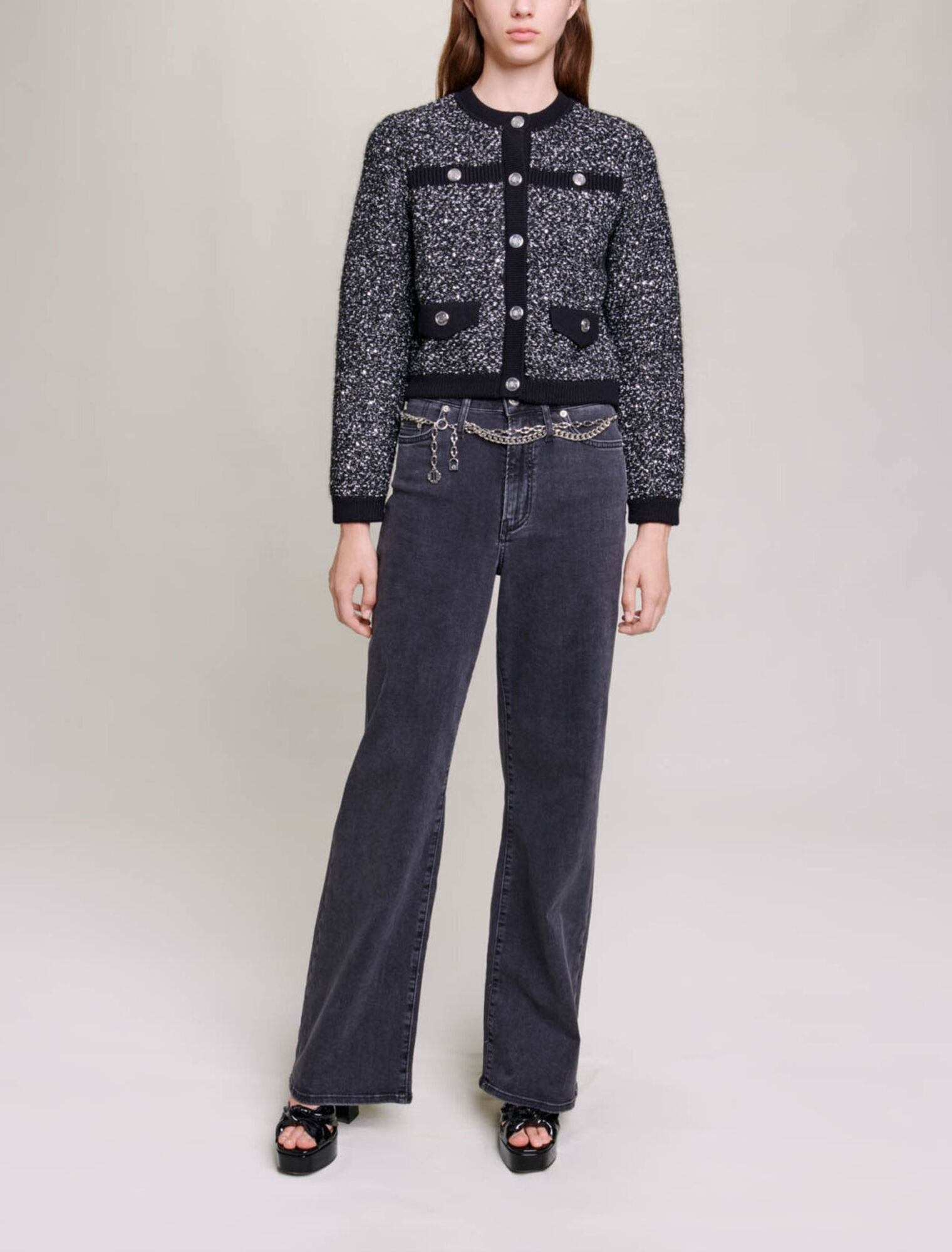 Short tweed-effect cardigan