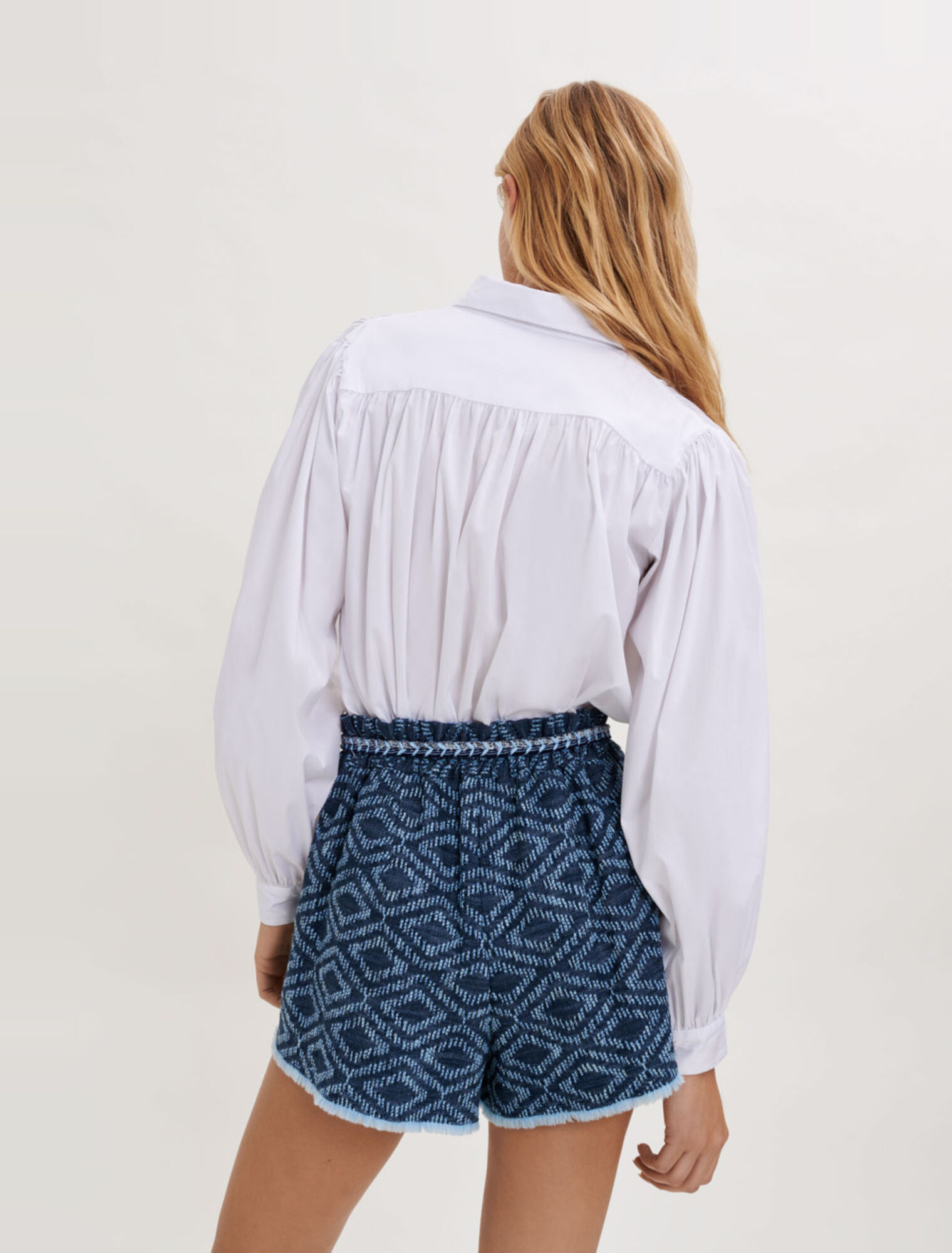 Denim-effect jacquard shorts