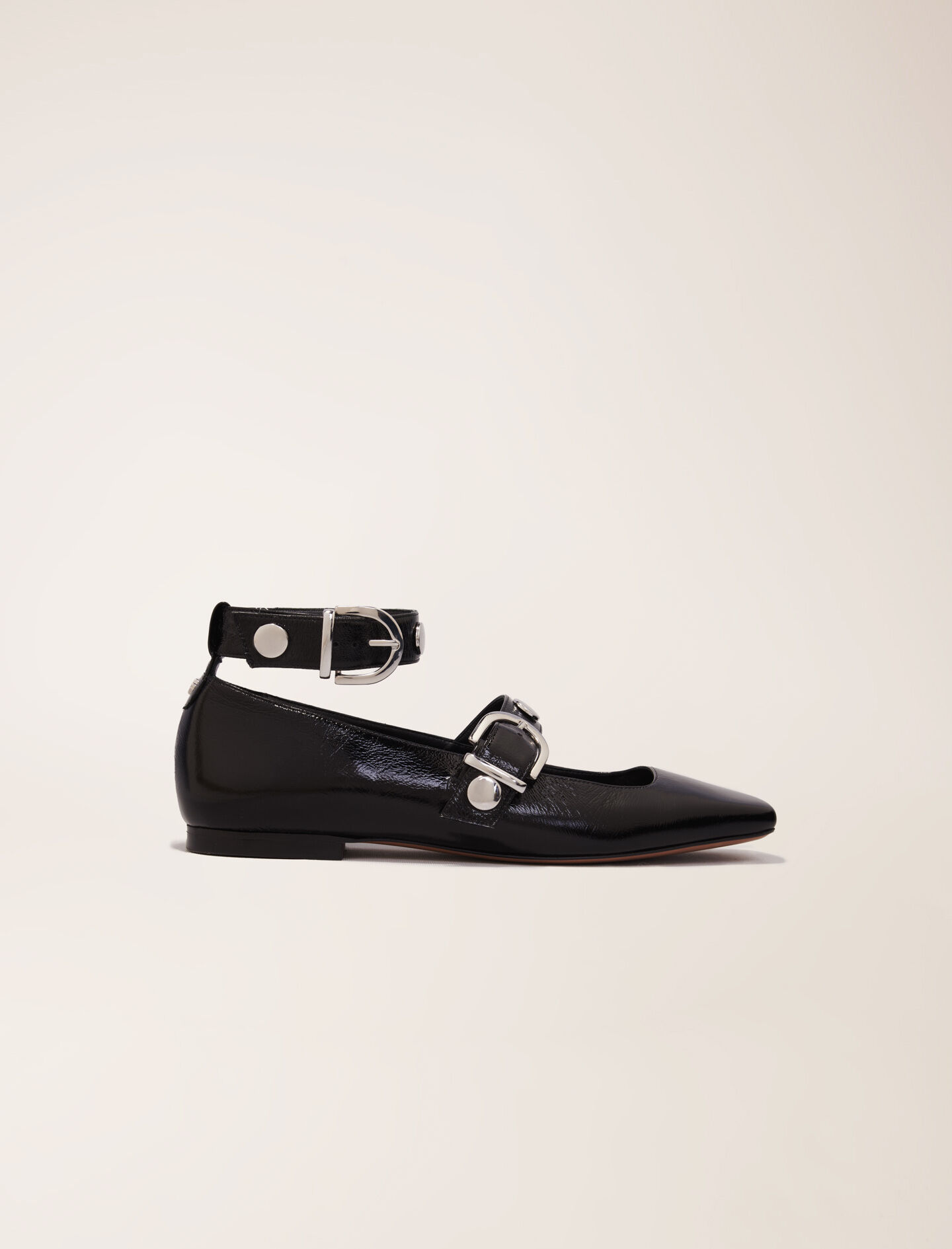Studded leather Mary Jane flats