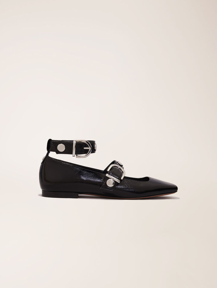 Studded leather Mary Jane flats
