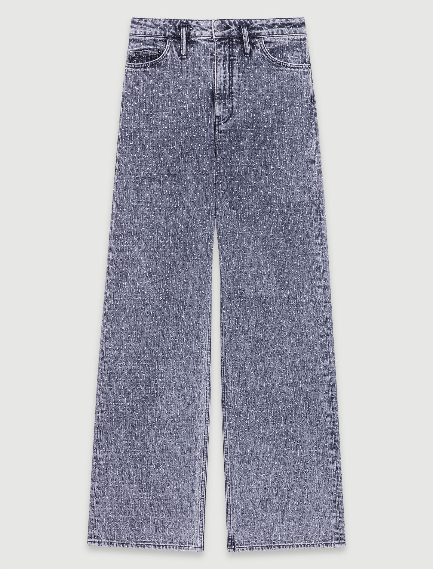 Rhinestone jeans Black / Gray For Women | Maje Rhinestone jeans Black / Gray For Women | Maje