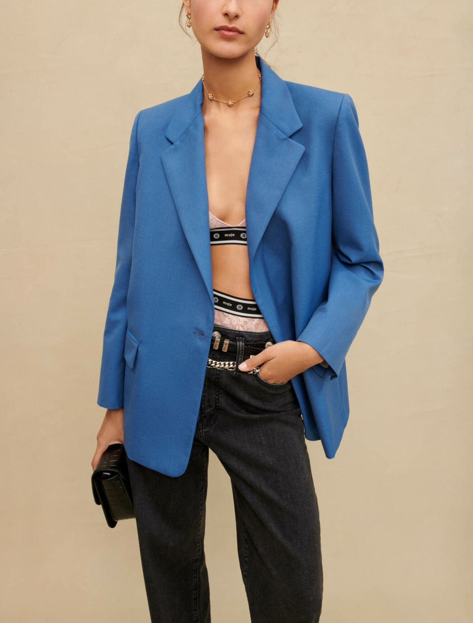 Blue straight tailored jacket