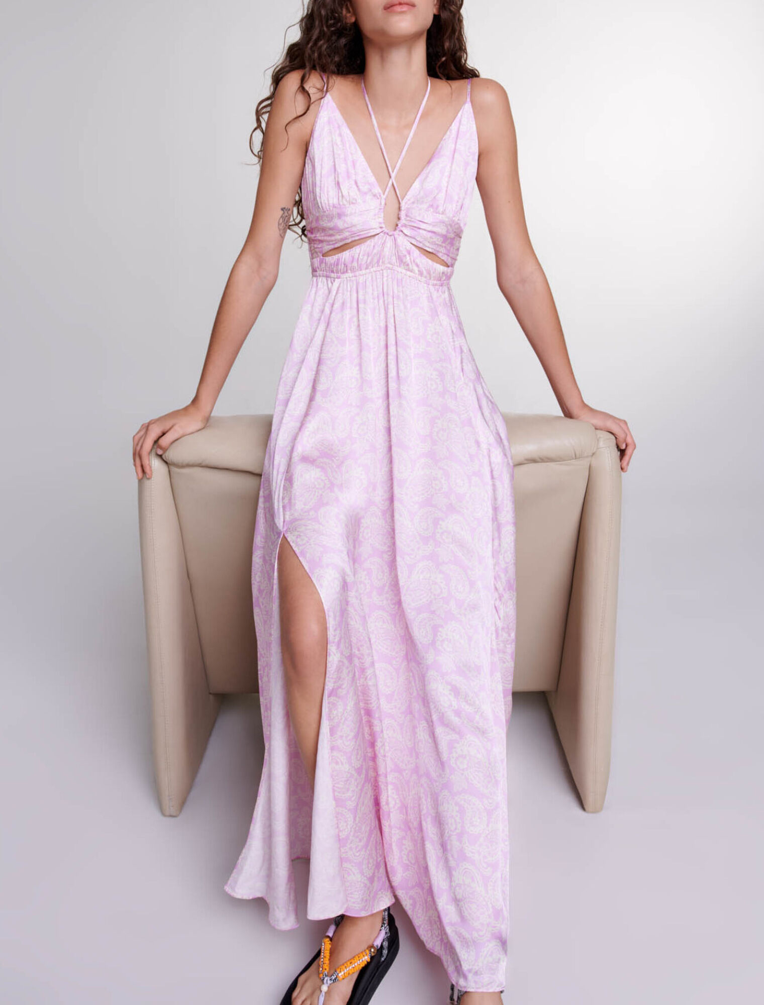 Openwork patterned maxi dress