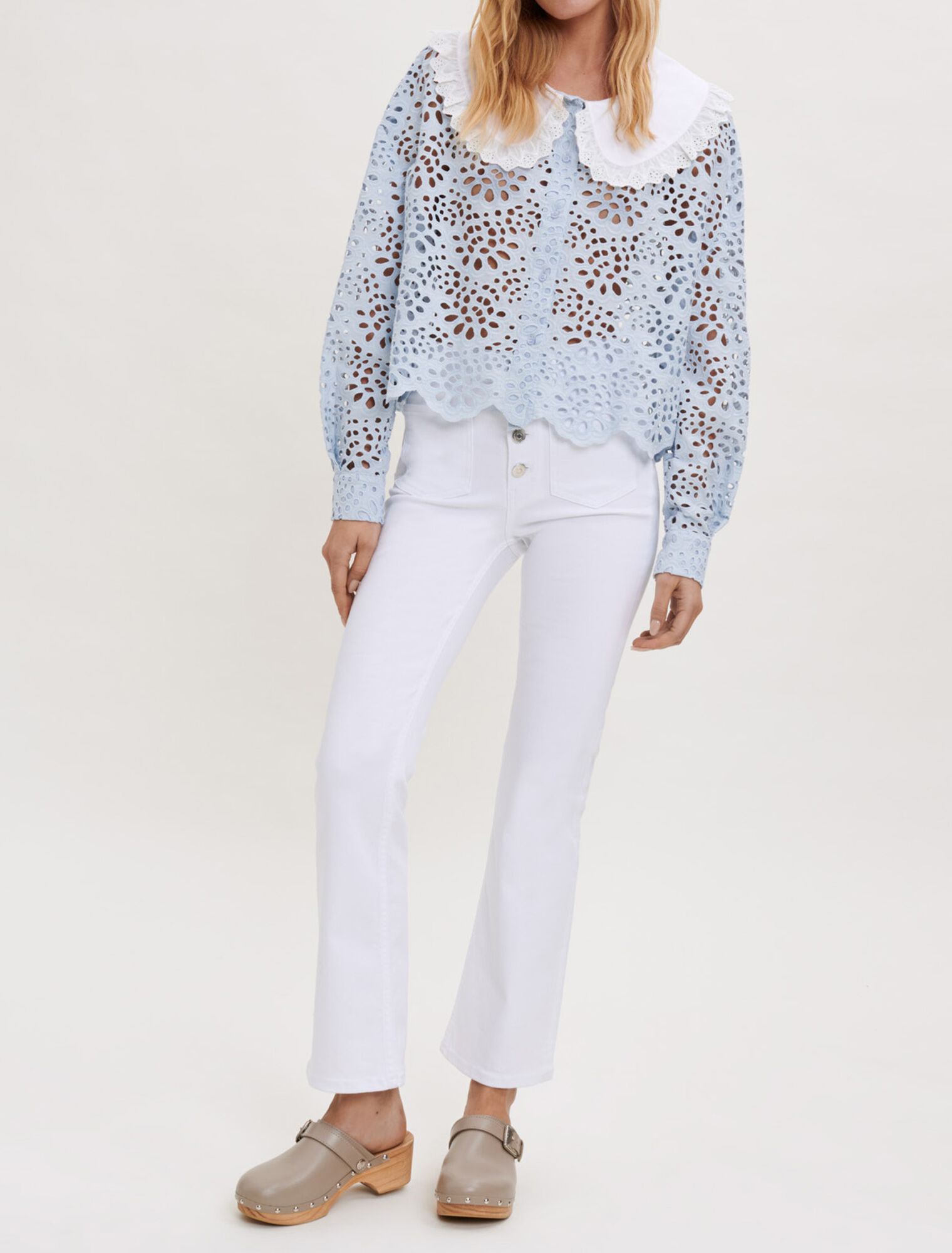 Guipure shirt with collar