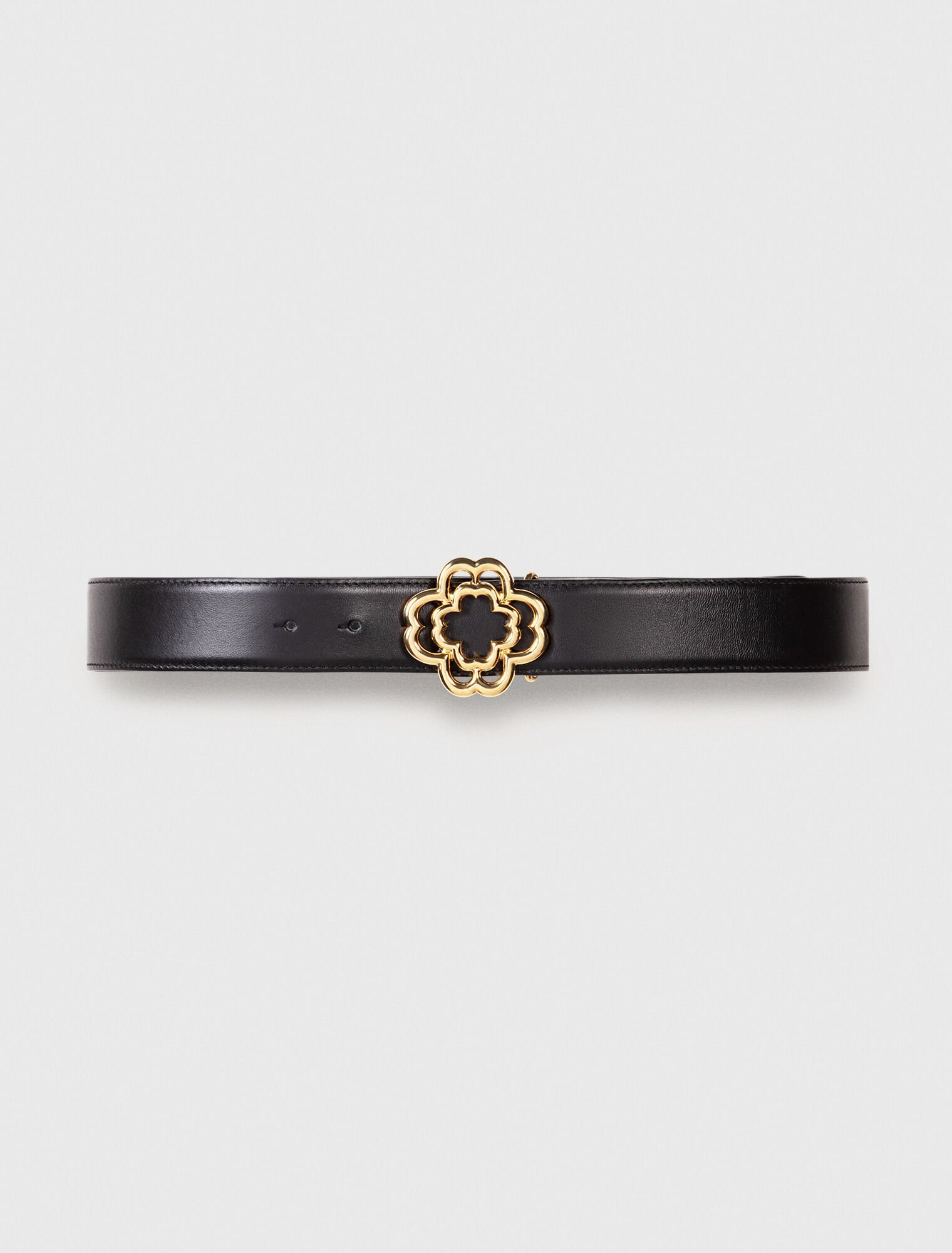 Leather belt with Clover logo