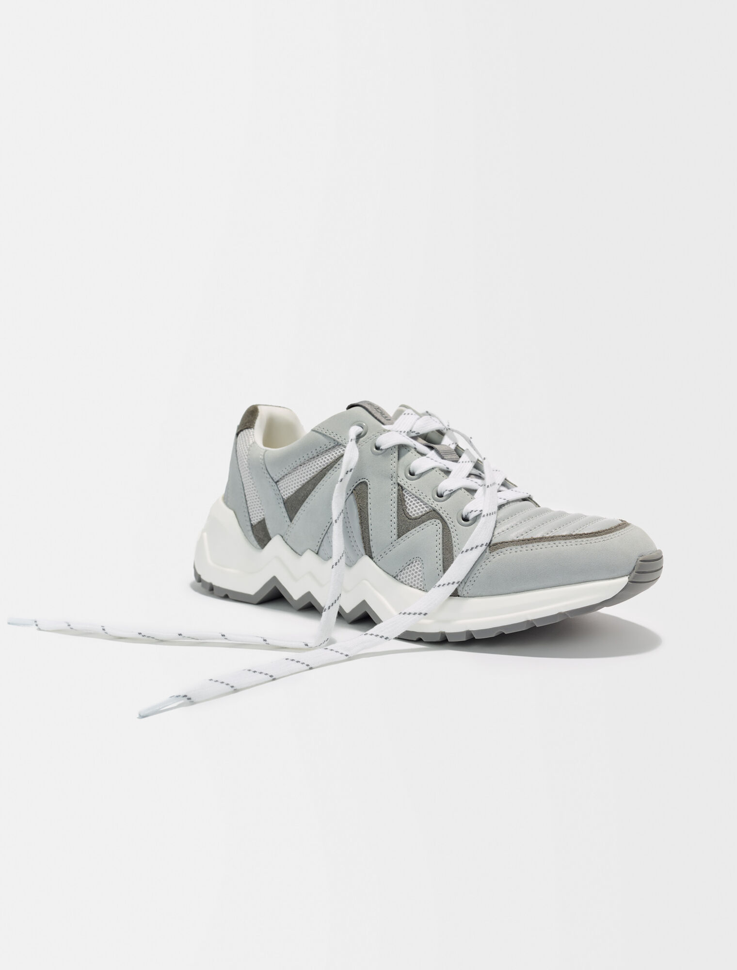 Leather sneakers with lug sole