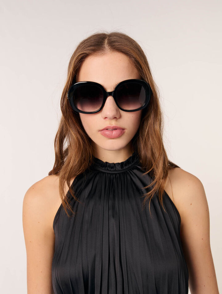 Pleated satin halter top