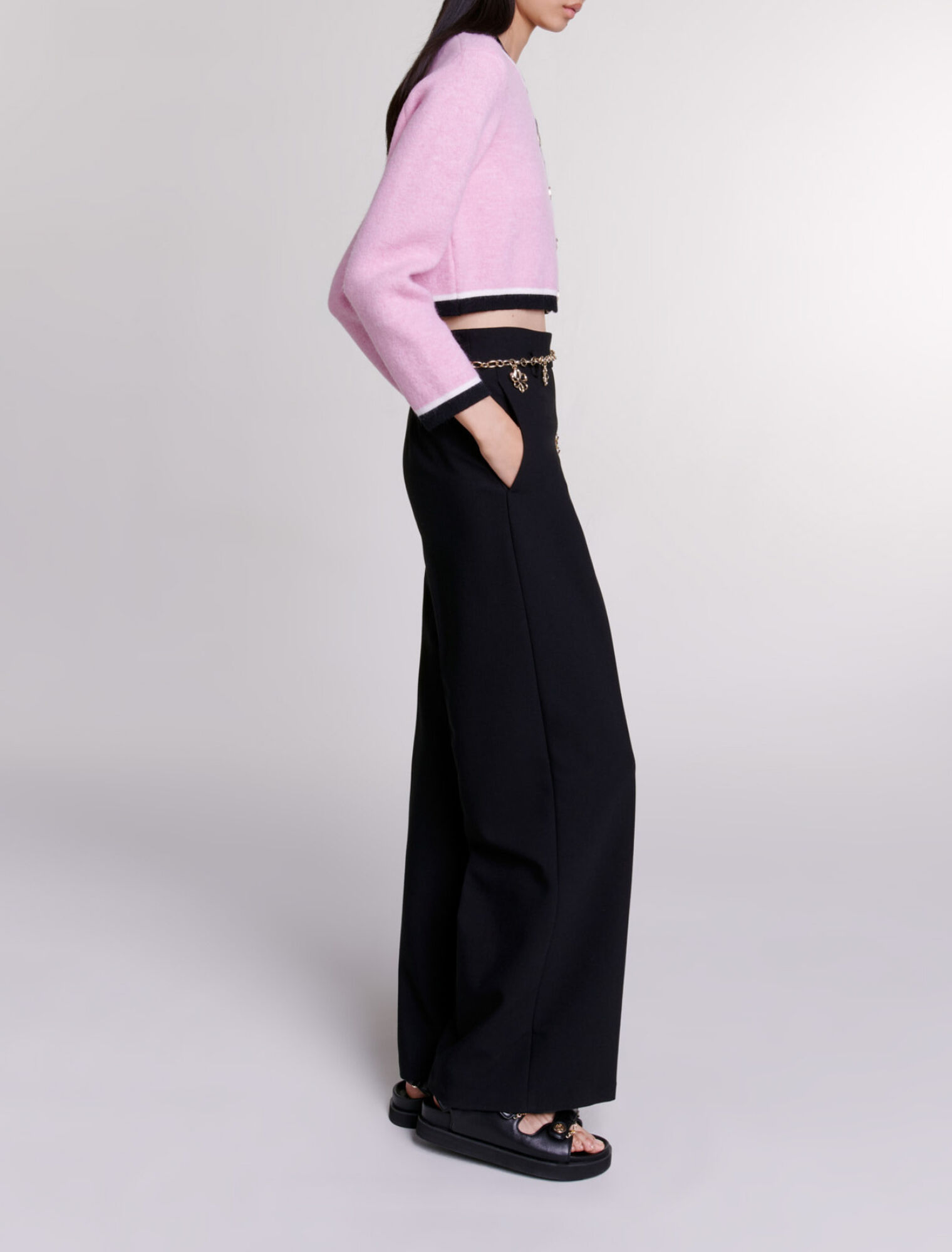 Cropped knit cardigan