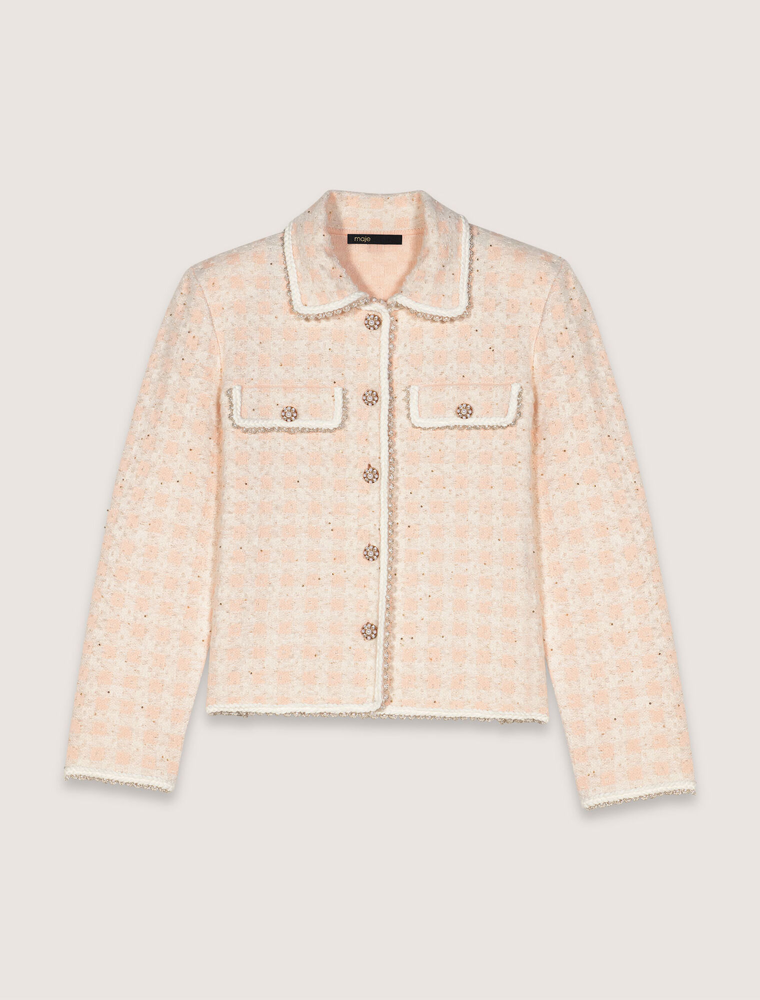 Tweed-effect knit jacket