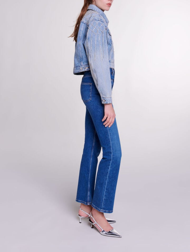 Denim jacket with rhinestones