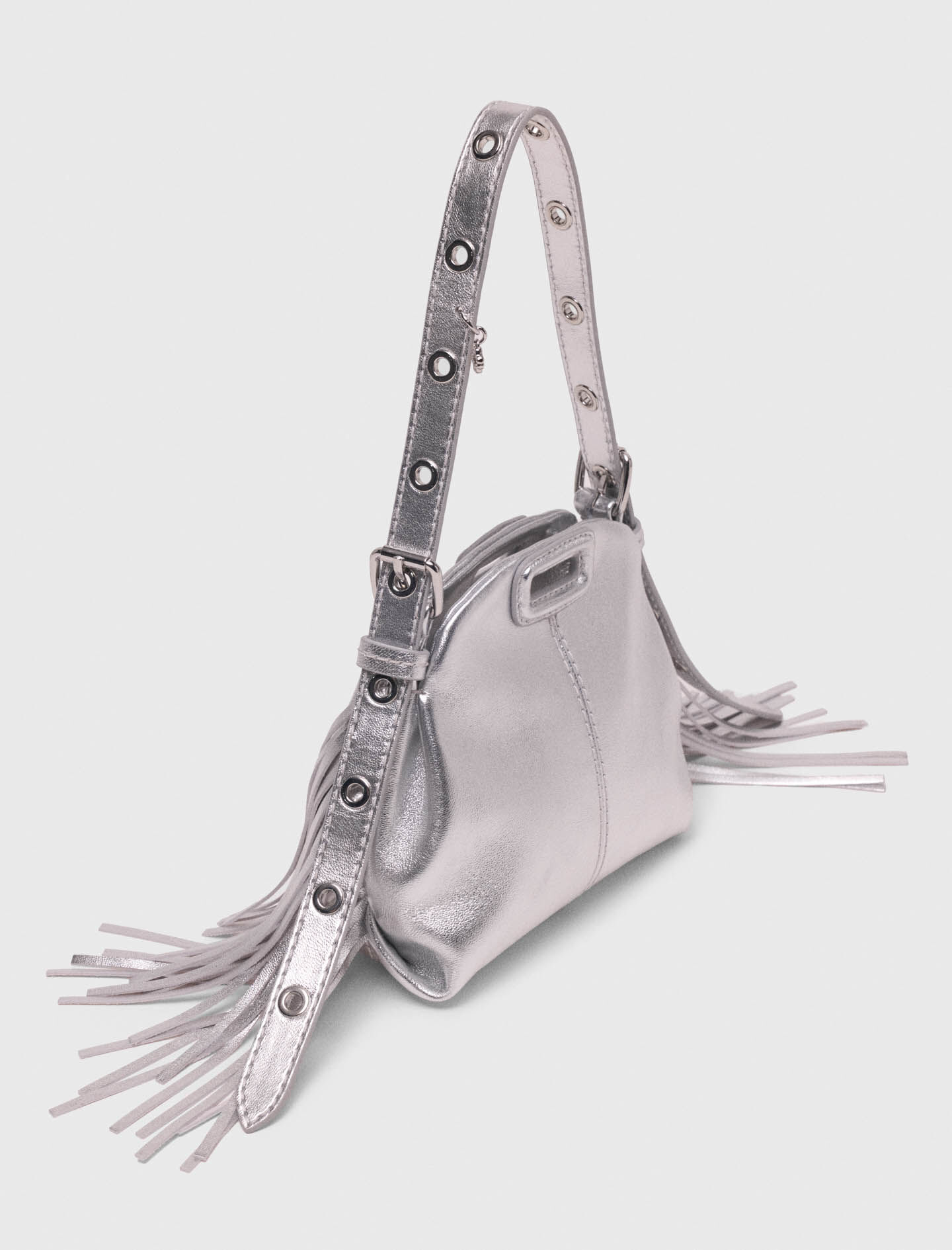 Metallic leather Miss M micro bag Black / Gray For Women | Maje