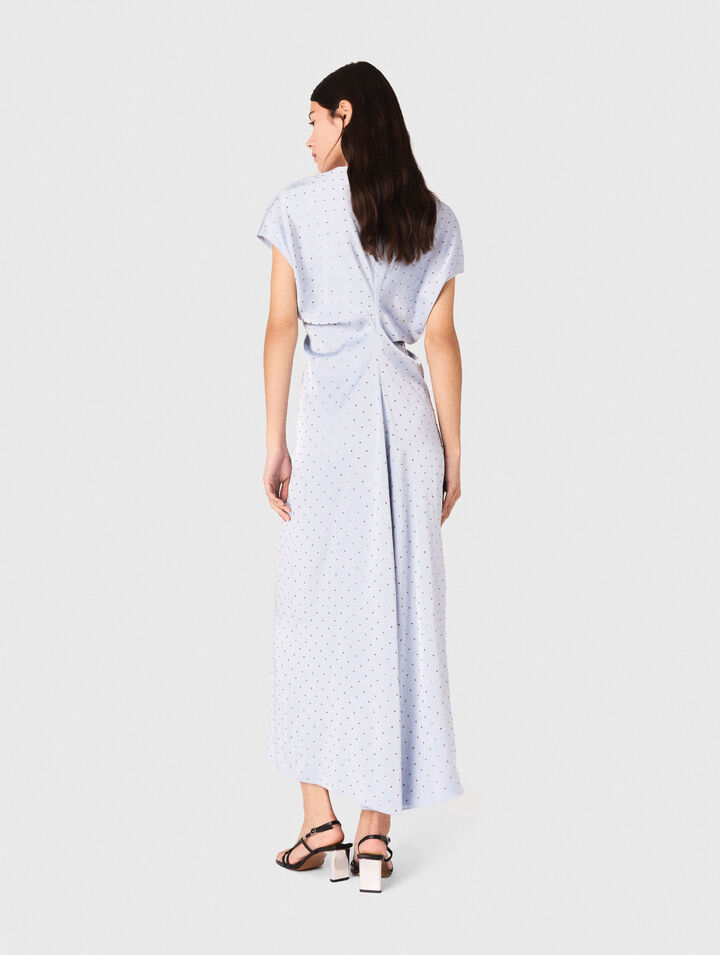 Robe maxi en satin, taille plissée