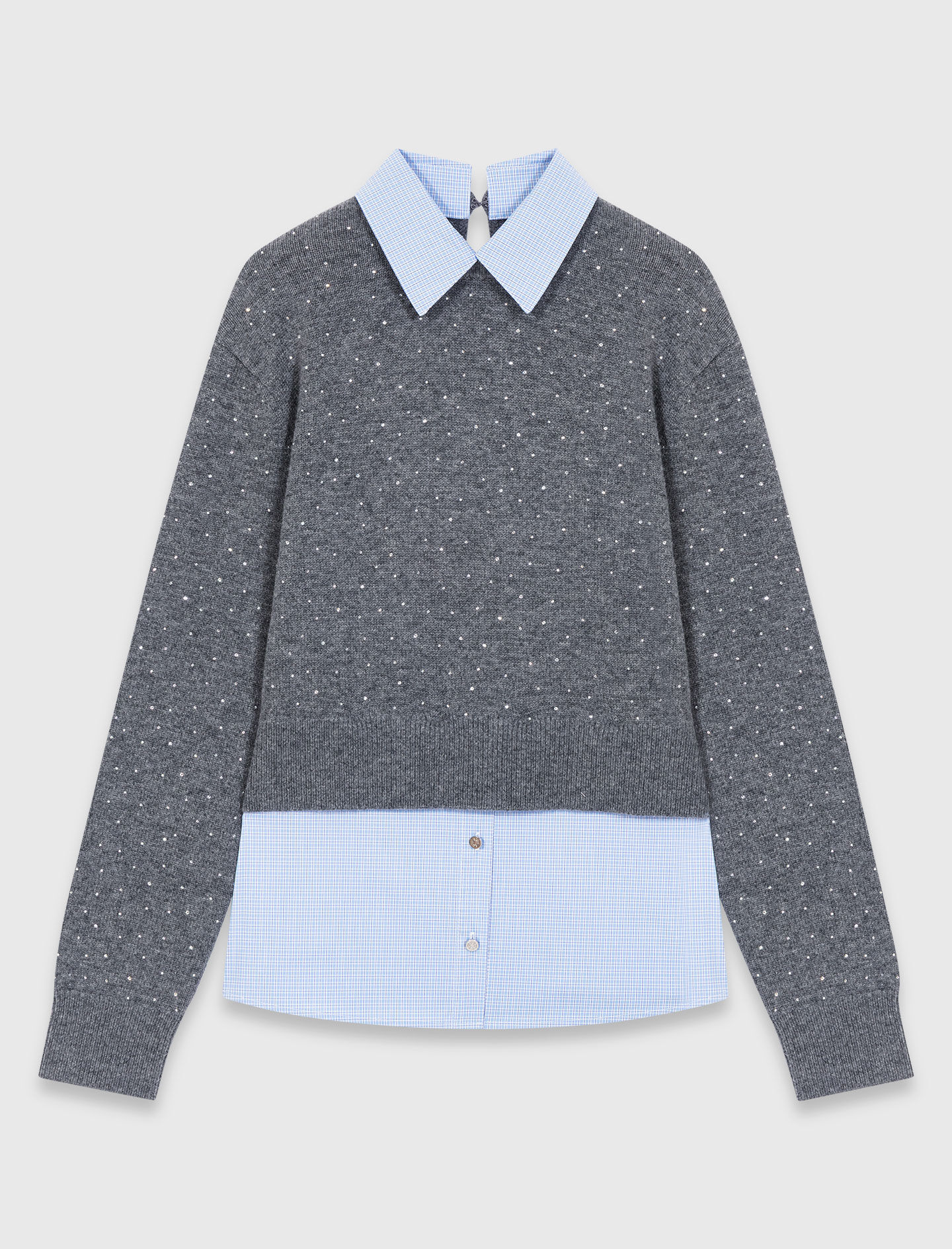 Sweater with removable collar and layer Black / Gray For Women | Maje