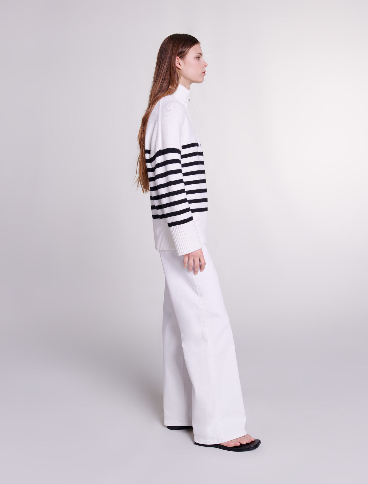 Breton jumper with zip collar