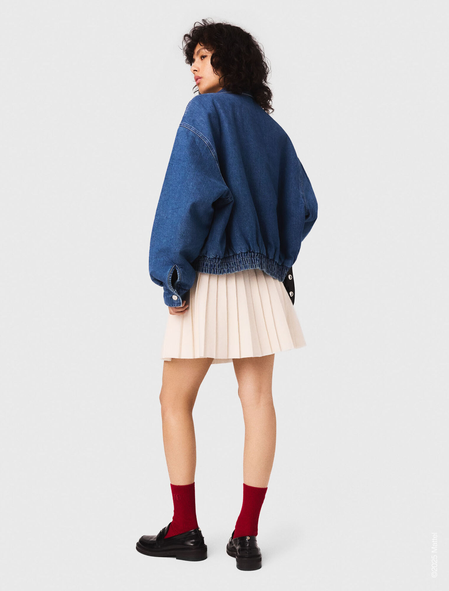 Oversized embroidered denim jacket