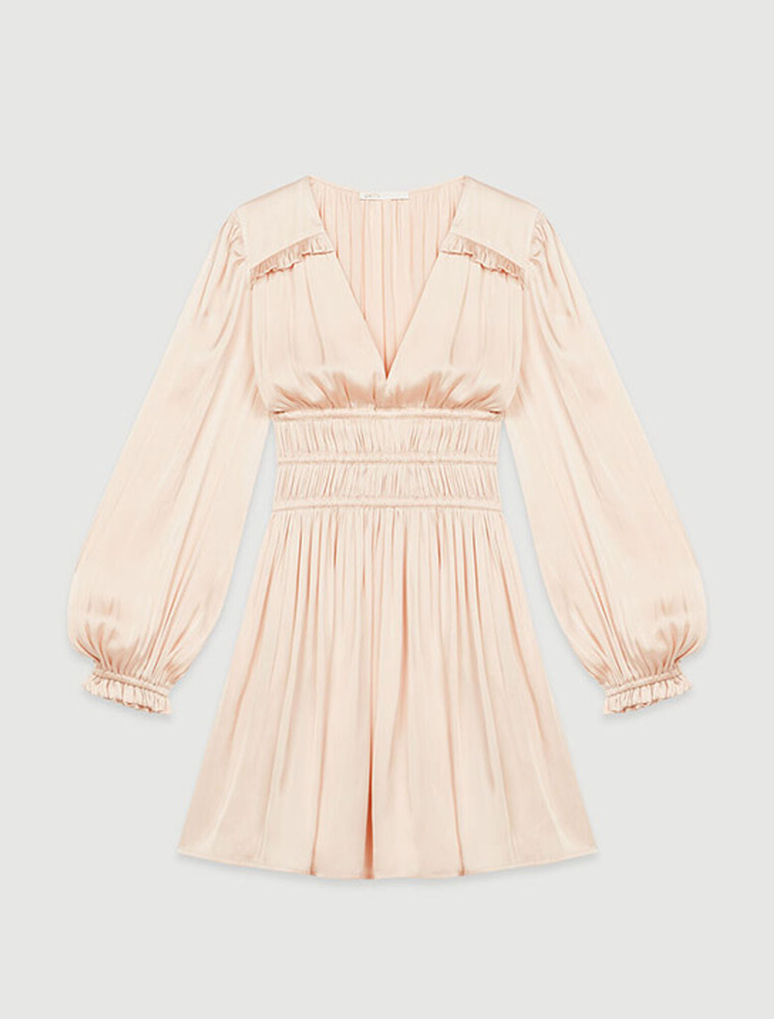Mini satin dress with ruffles