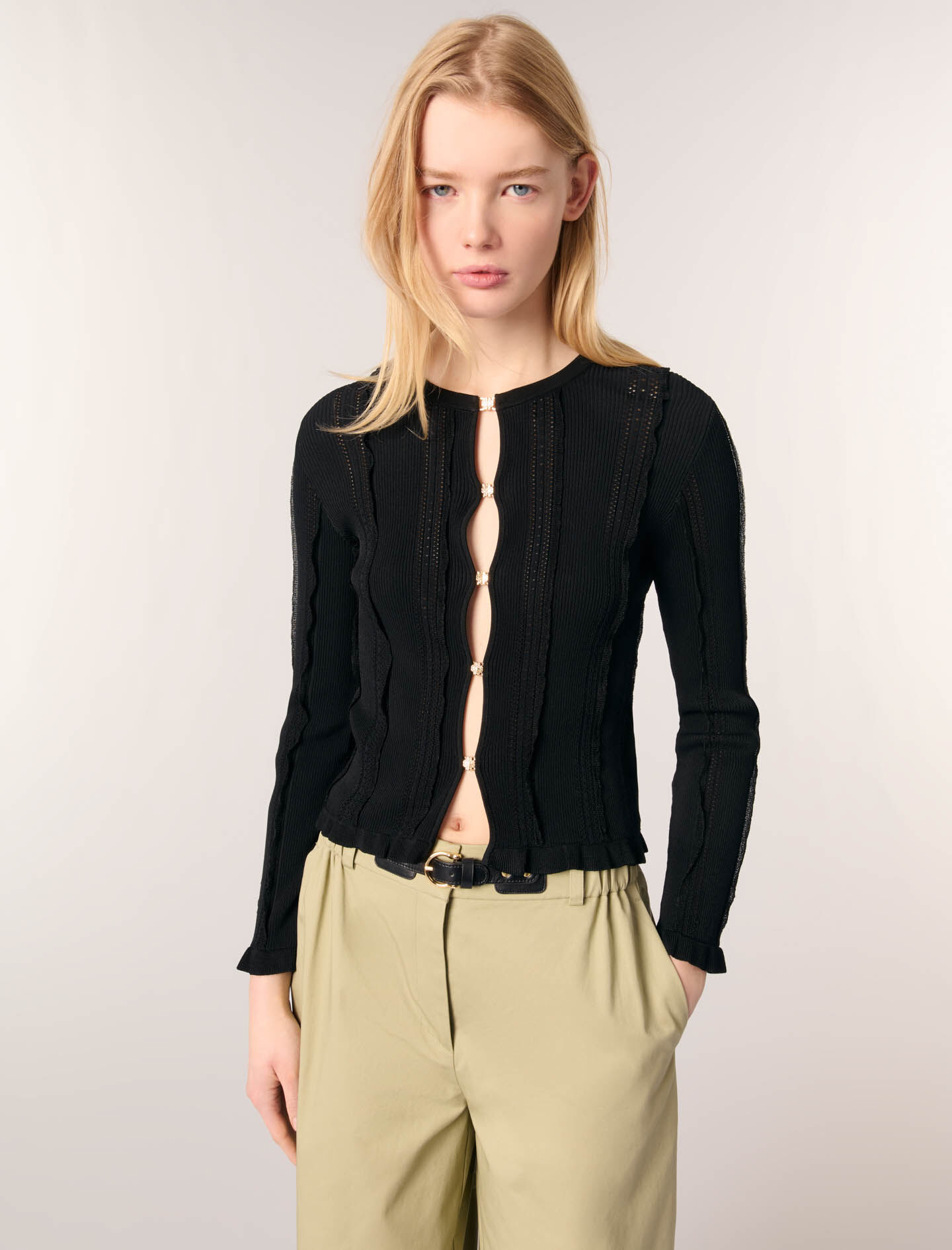2-in-1 cardigan Black / Gray For Women | Maje