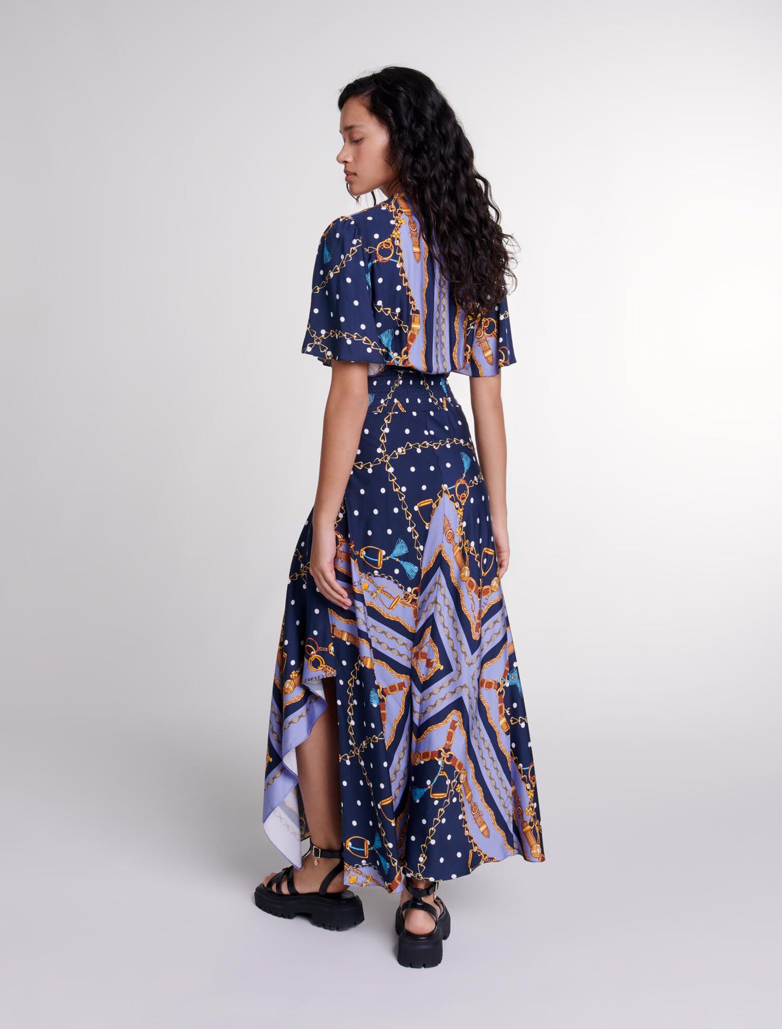 Satin-look patterned maxi dress 