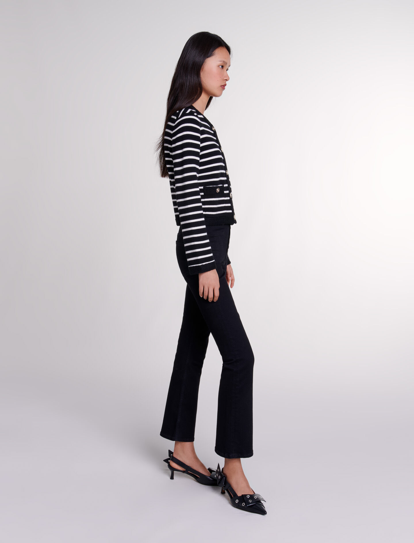 Striped cardigan Black / Gray For Women | Maje