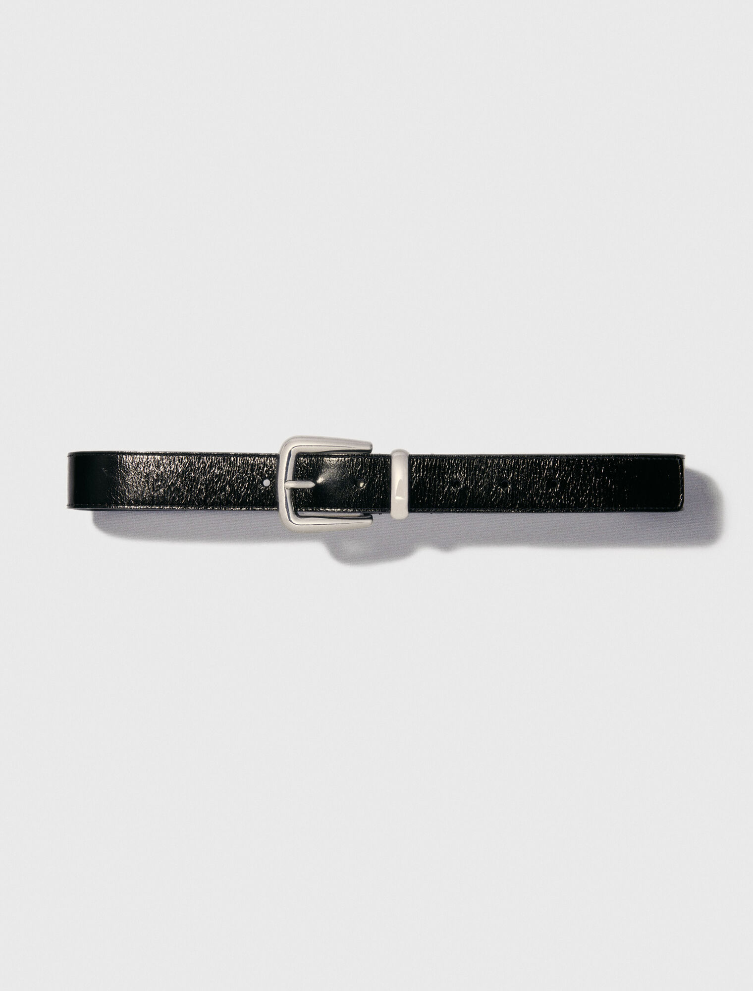 Leather belt with square buckle
