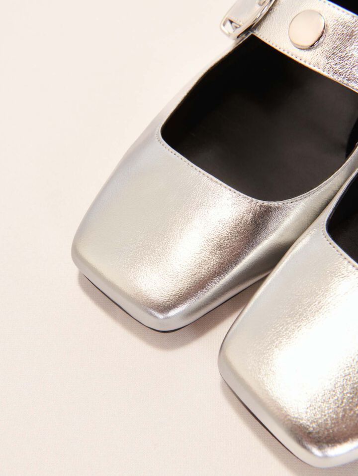 Metallic leather Mary Janes