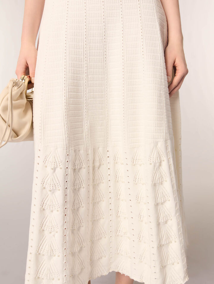 Beaded pointelle knit maxi dress 
