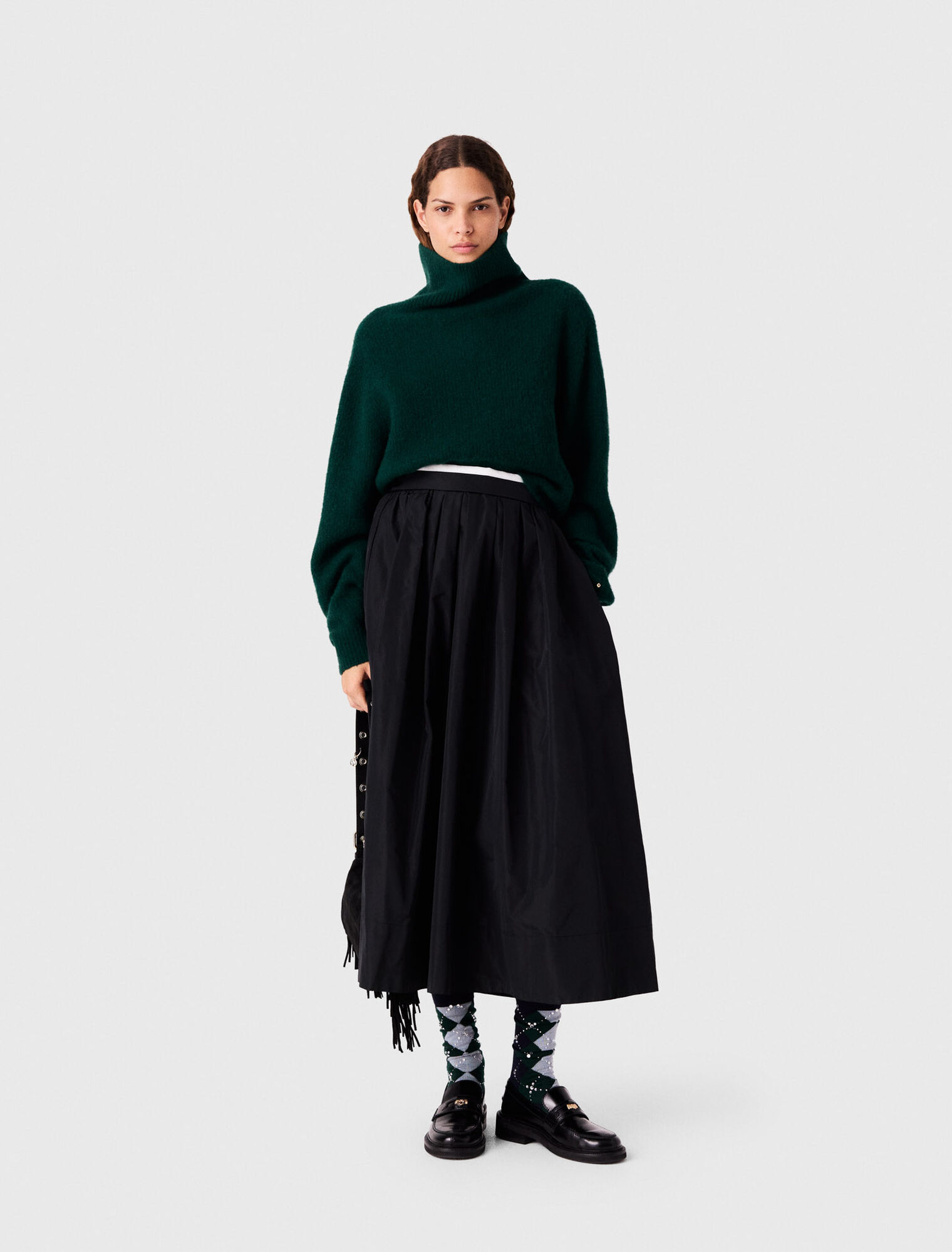 maxi skirt with contrast waistband