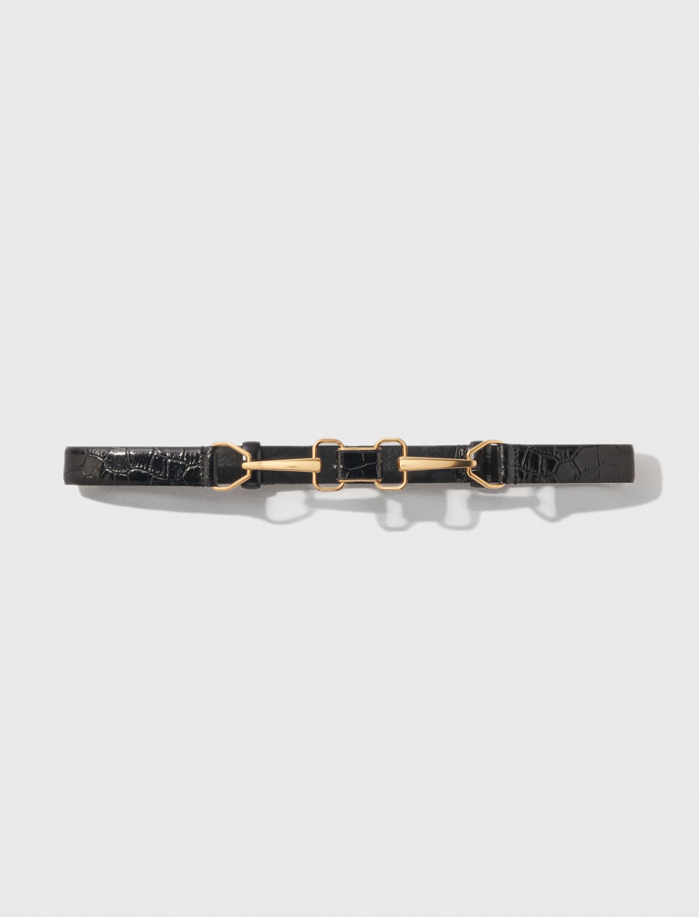 Leather belt with horse bit buckle Black / Gray For Women | Maje