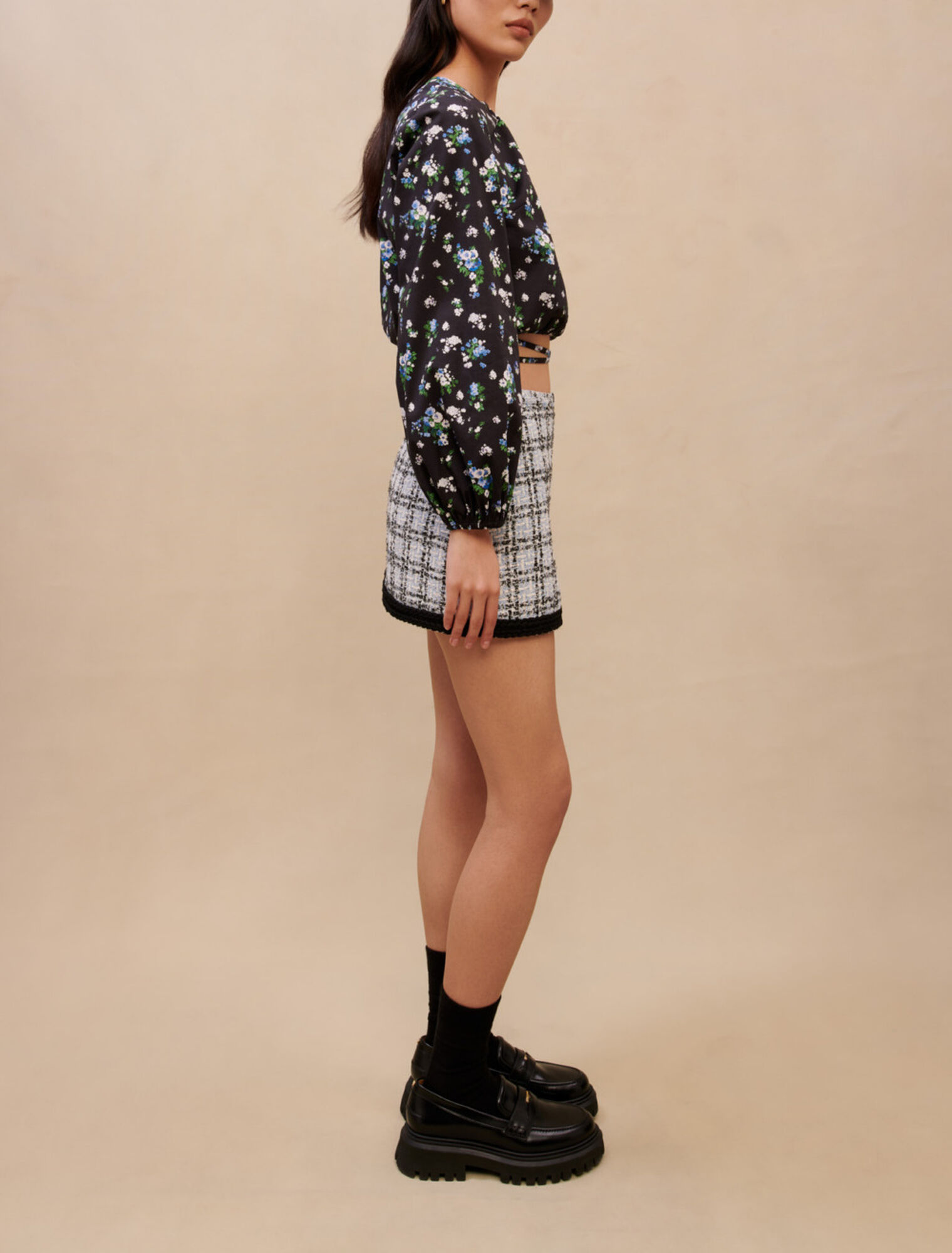 Floral top with tie