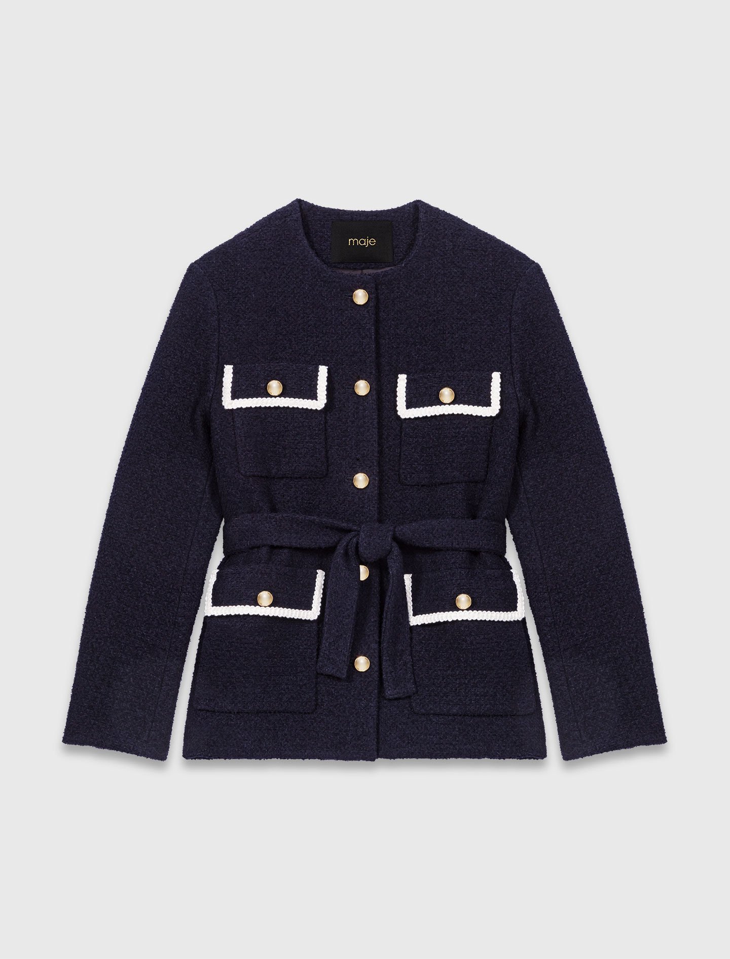 4-pocket tweed jacket Blue For Women | Maje