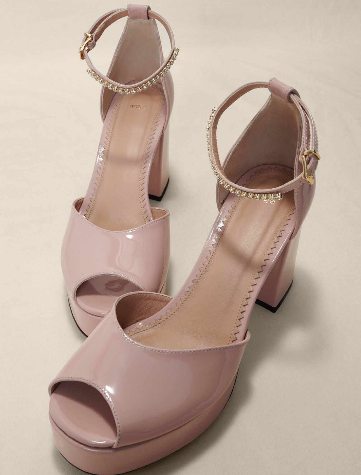 Patent leather heeled sandals