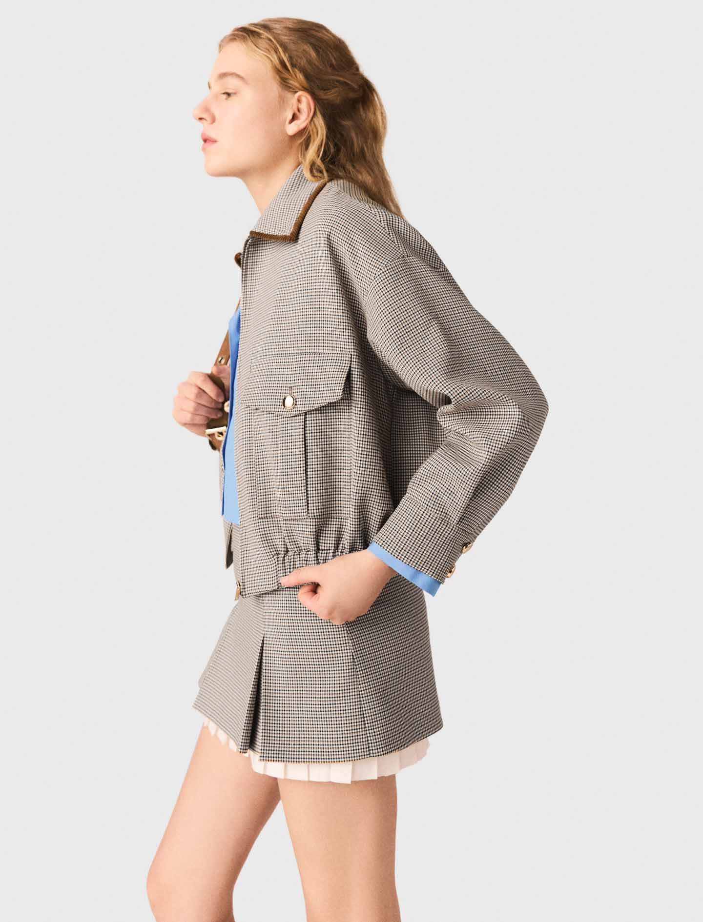 Checked Bomber Jacket
