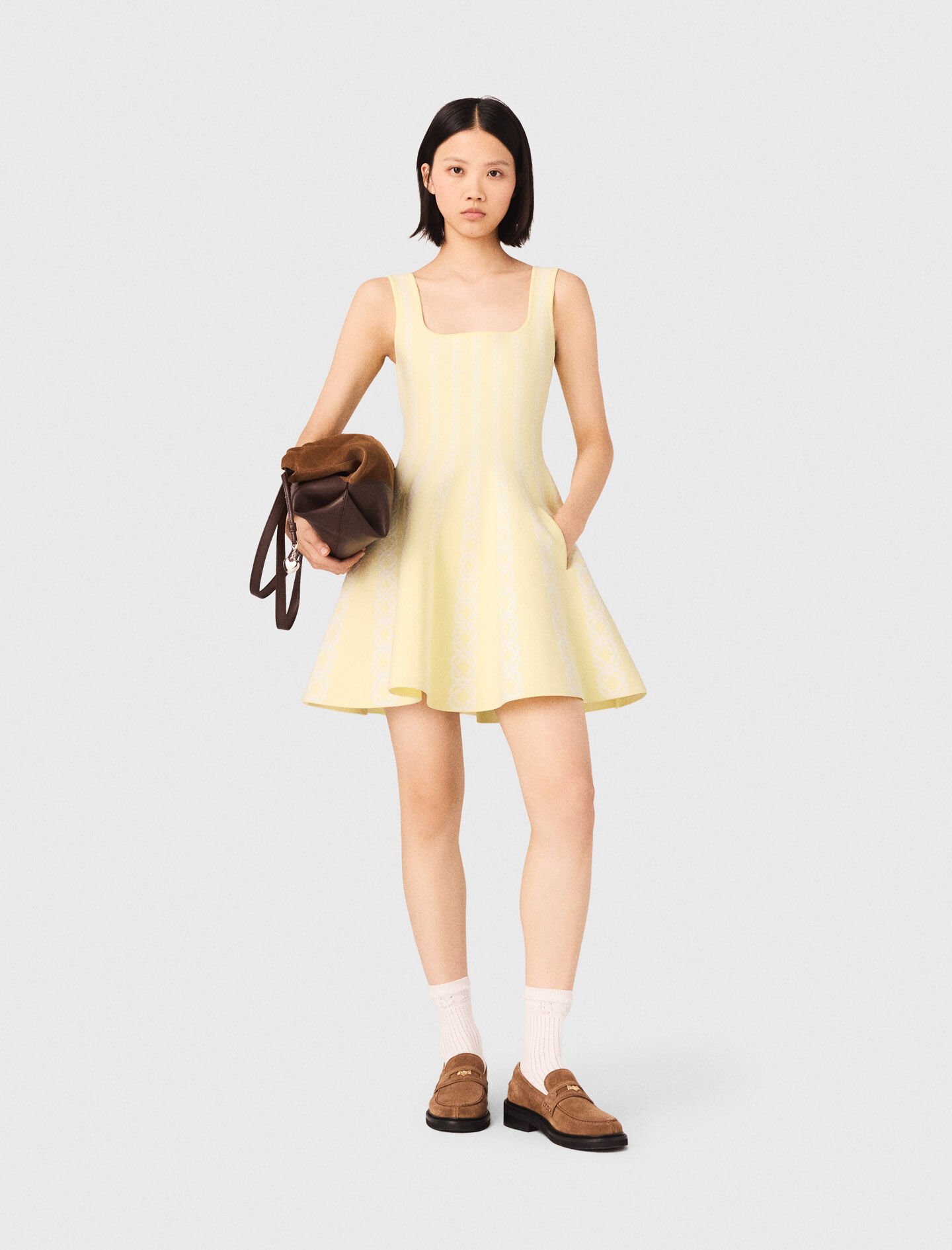 majeページ Jacquard knit short dress Yellow / Orange For Women | Maje