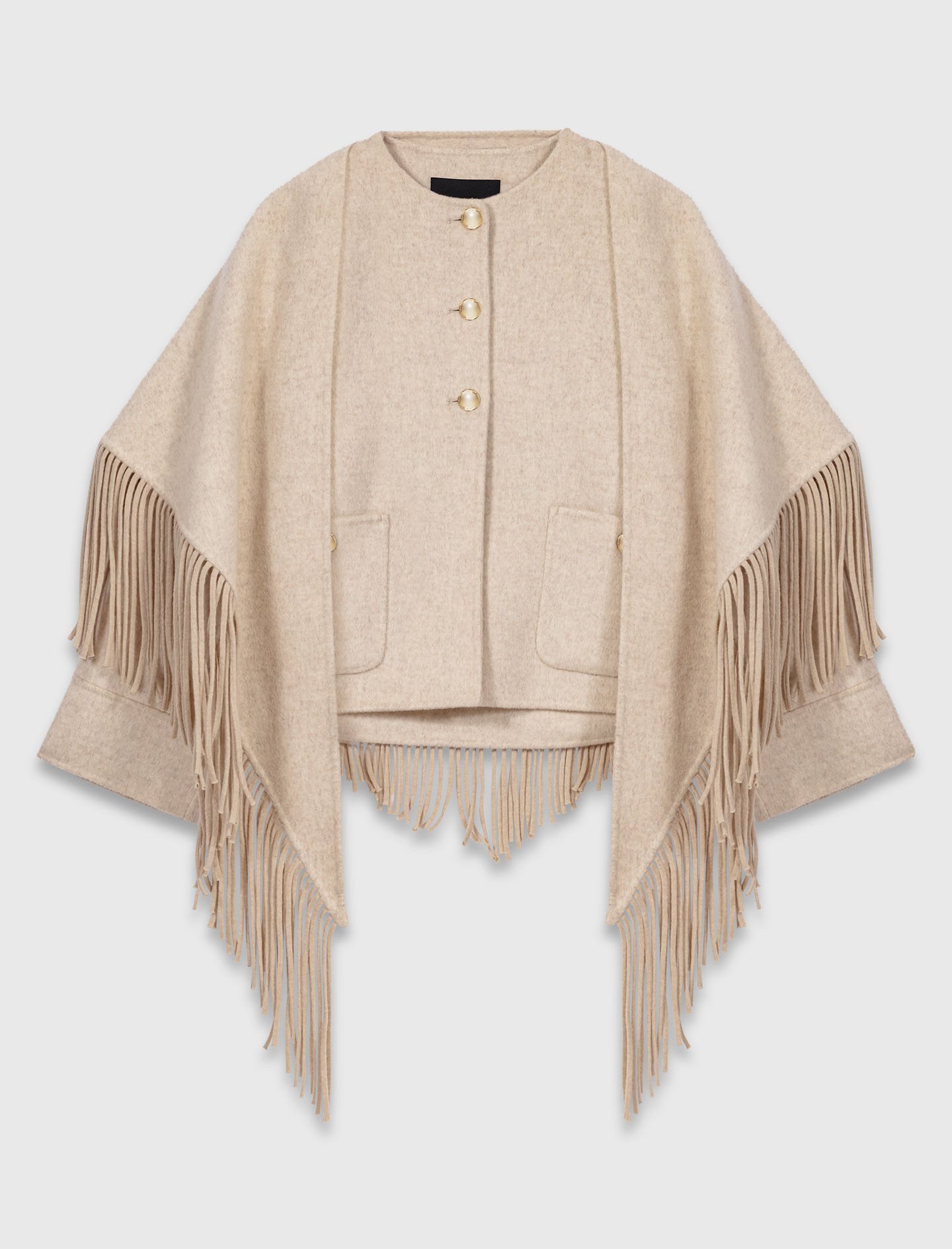 Cropped wool coat with removable scarf White For Women | Maje