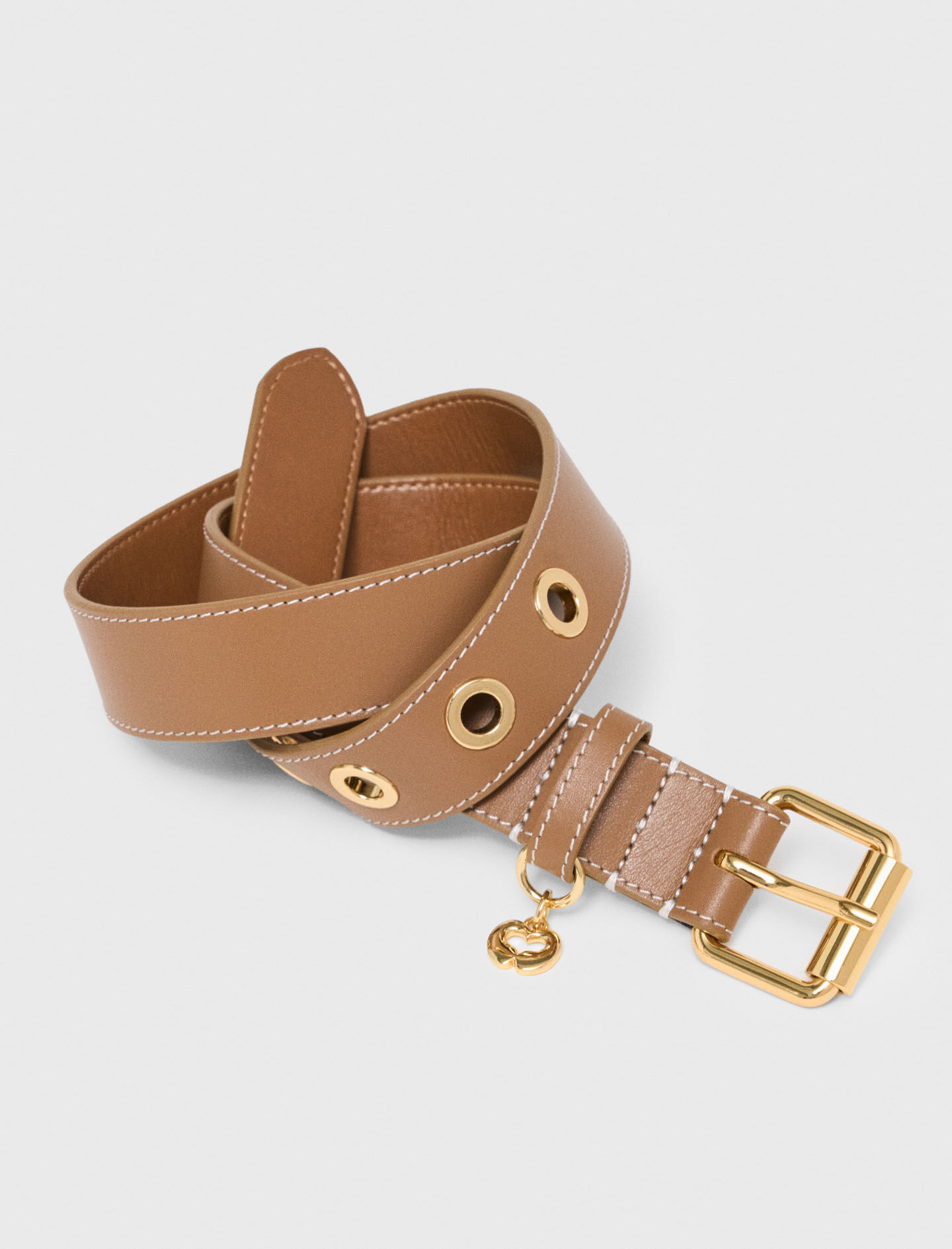 Leather belt with eyelets Brown For Women | Maje