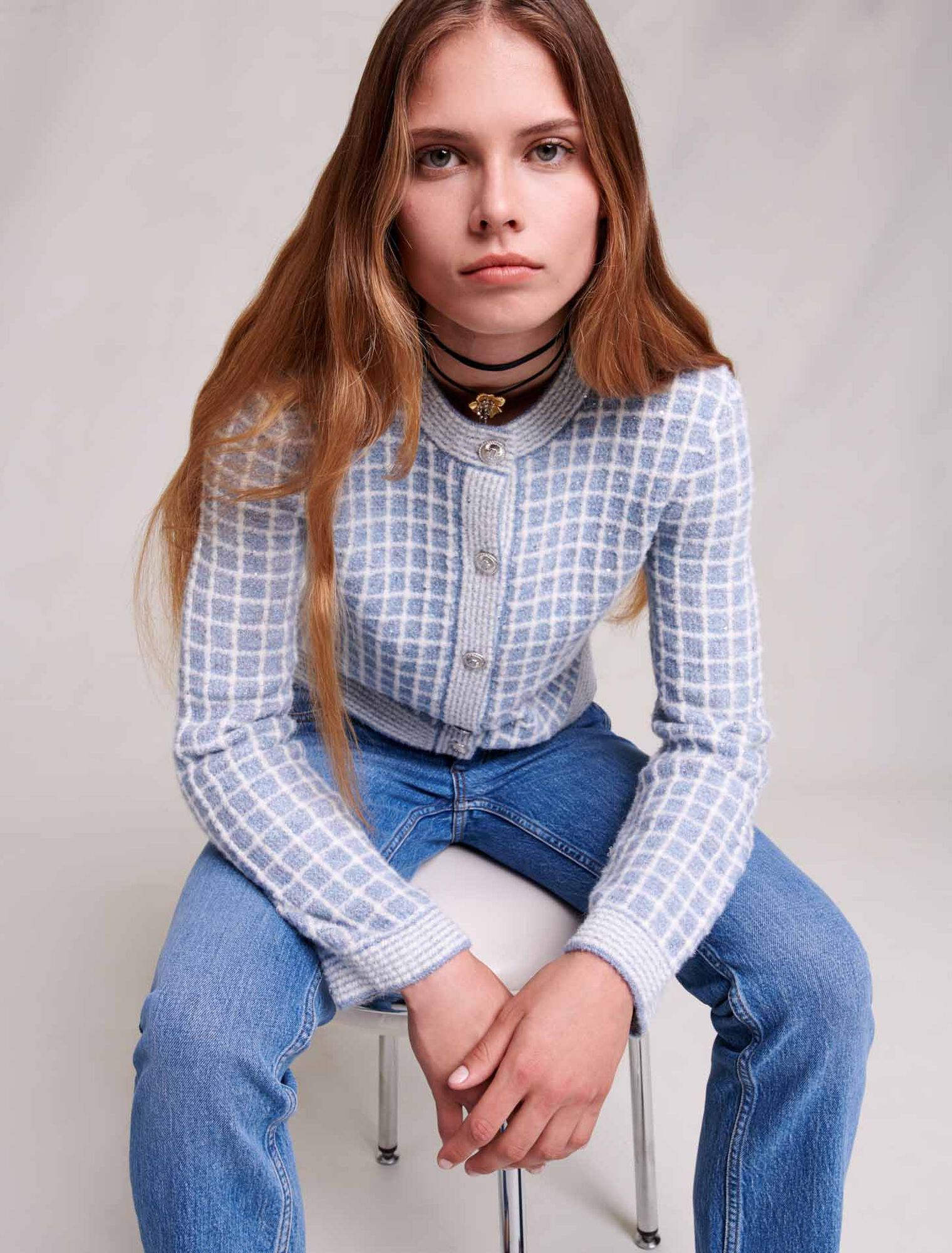 Checked cardigan
