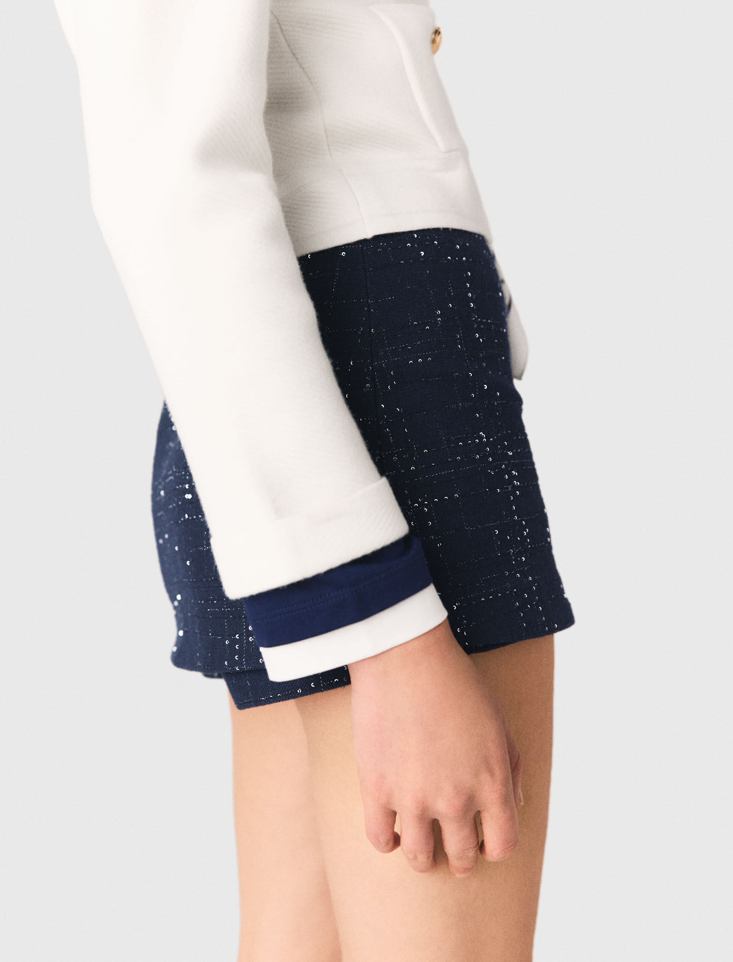 Layered effect embellished skort Blue For Women | Maje