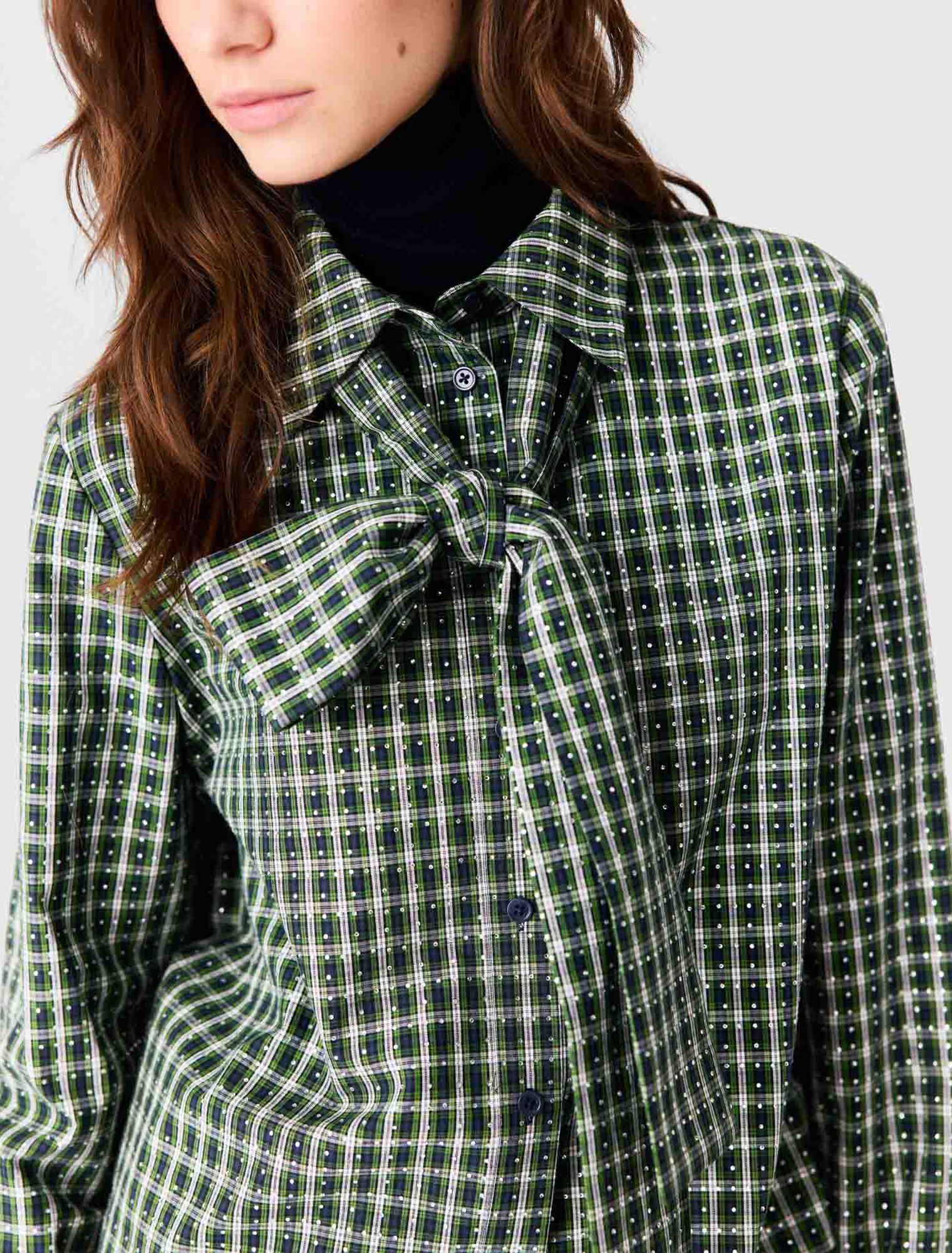 Rhinestone shirt with tie