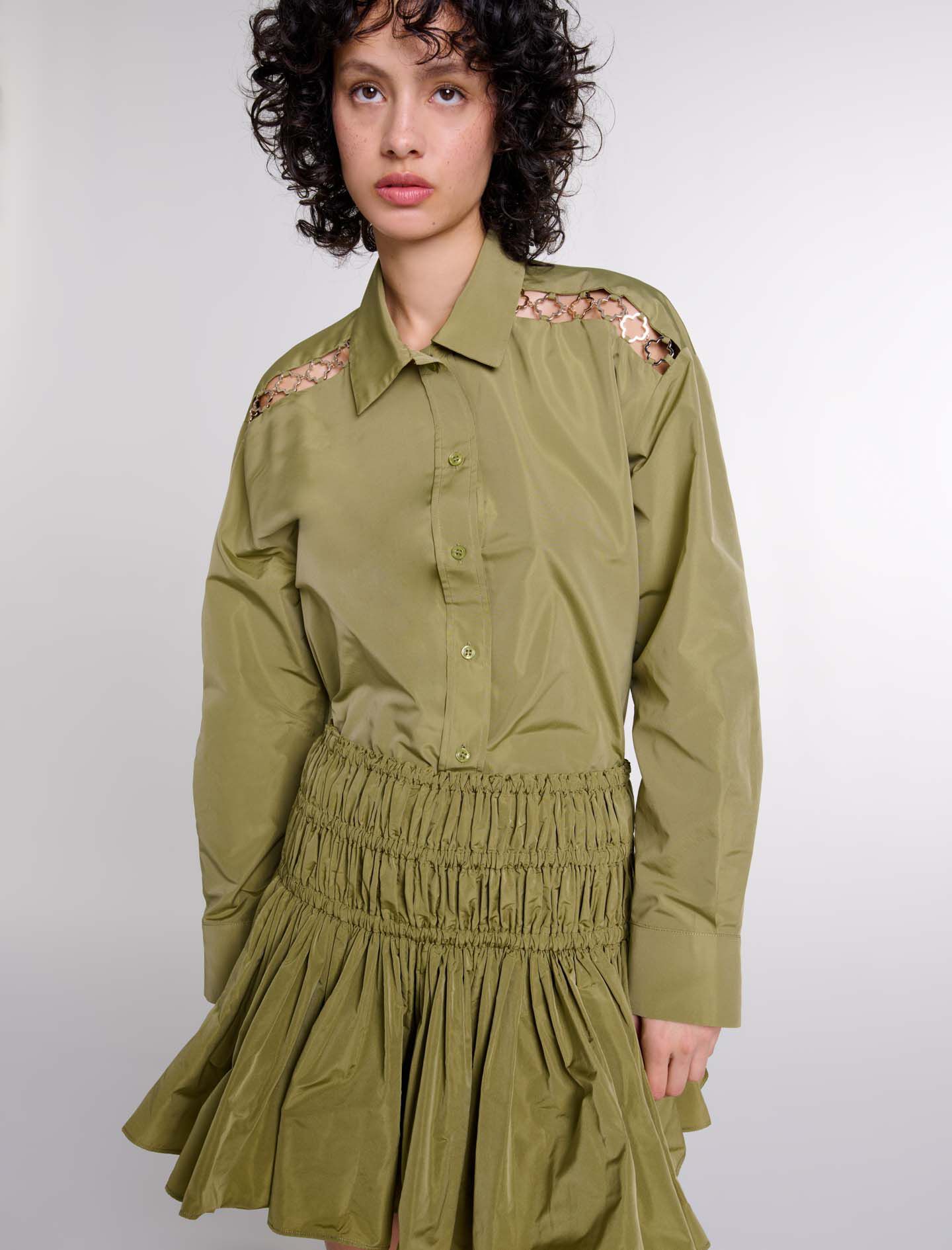 Short taffeta mini-skirt Brown For Women | Maje Short taffeta mini-skirt Brown For Women | Maje