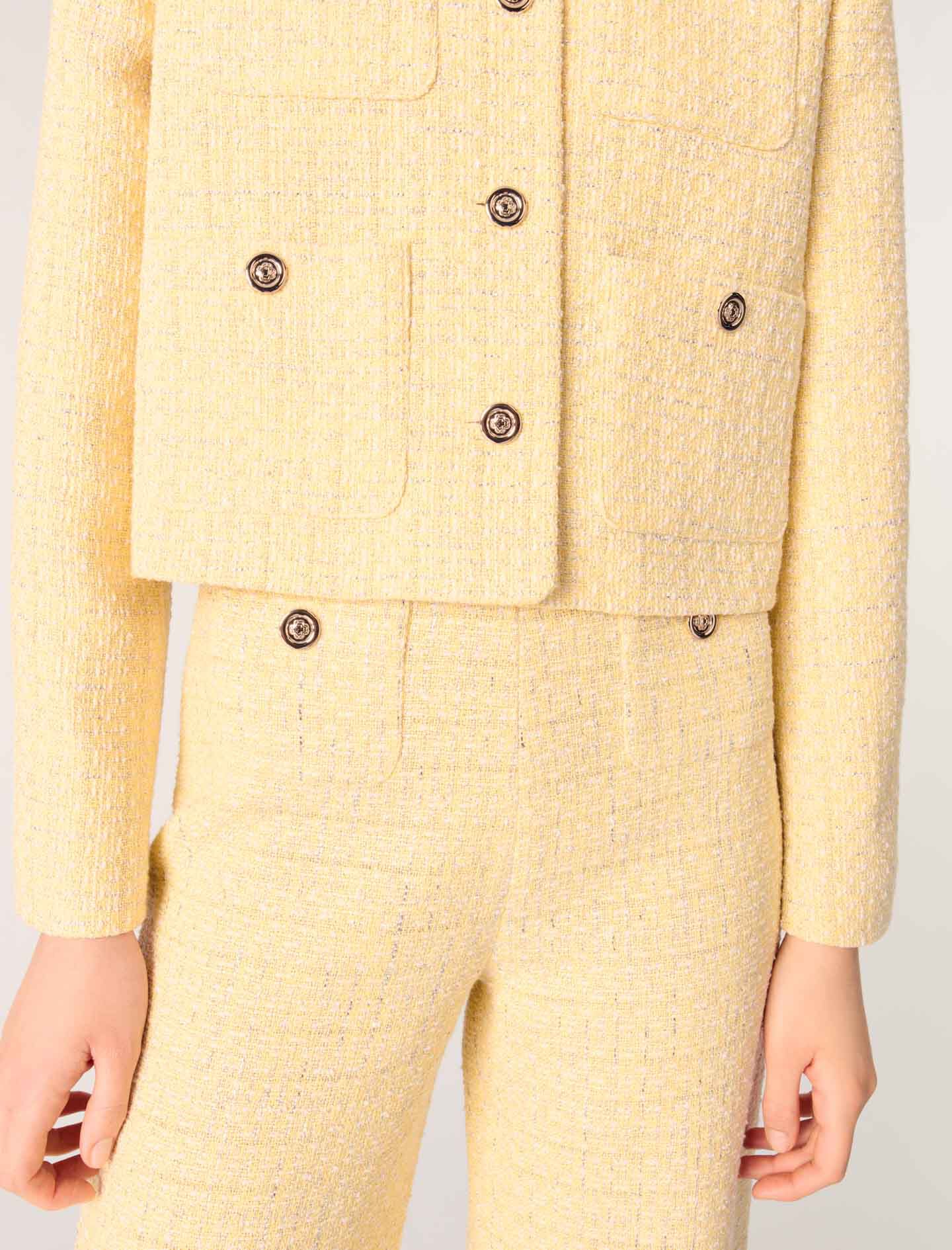 Straight-leg tweed/lurex trousers Yellow / Orange For Women