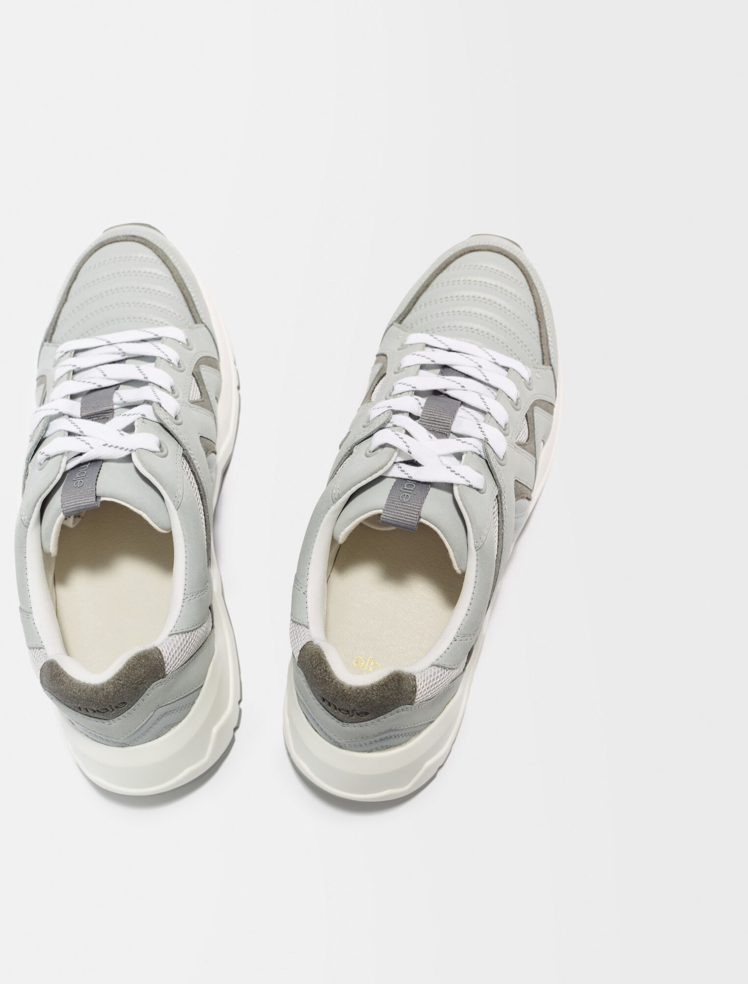Leather sneakers with lug sole